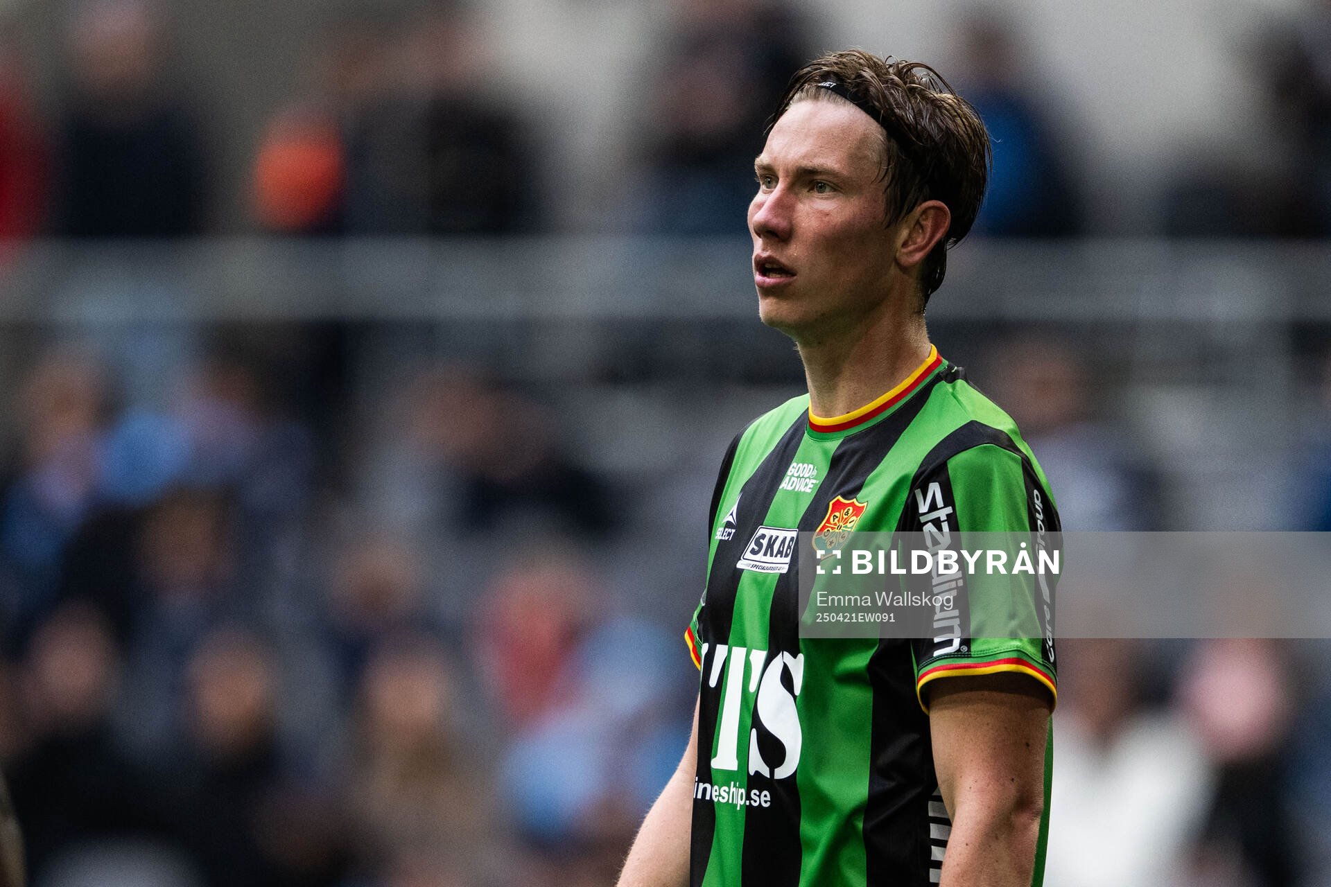 GAIS Robin Frej under fotbollsmatchen i Allsvenskan mellan Djurgården och GAIS den 21 april 2025 i Stockholm. 