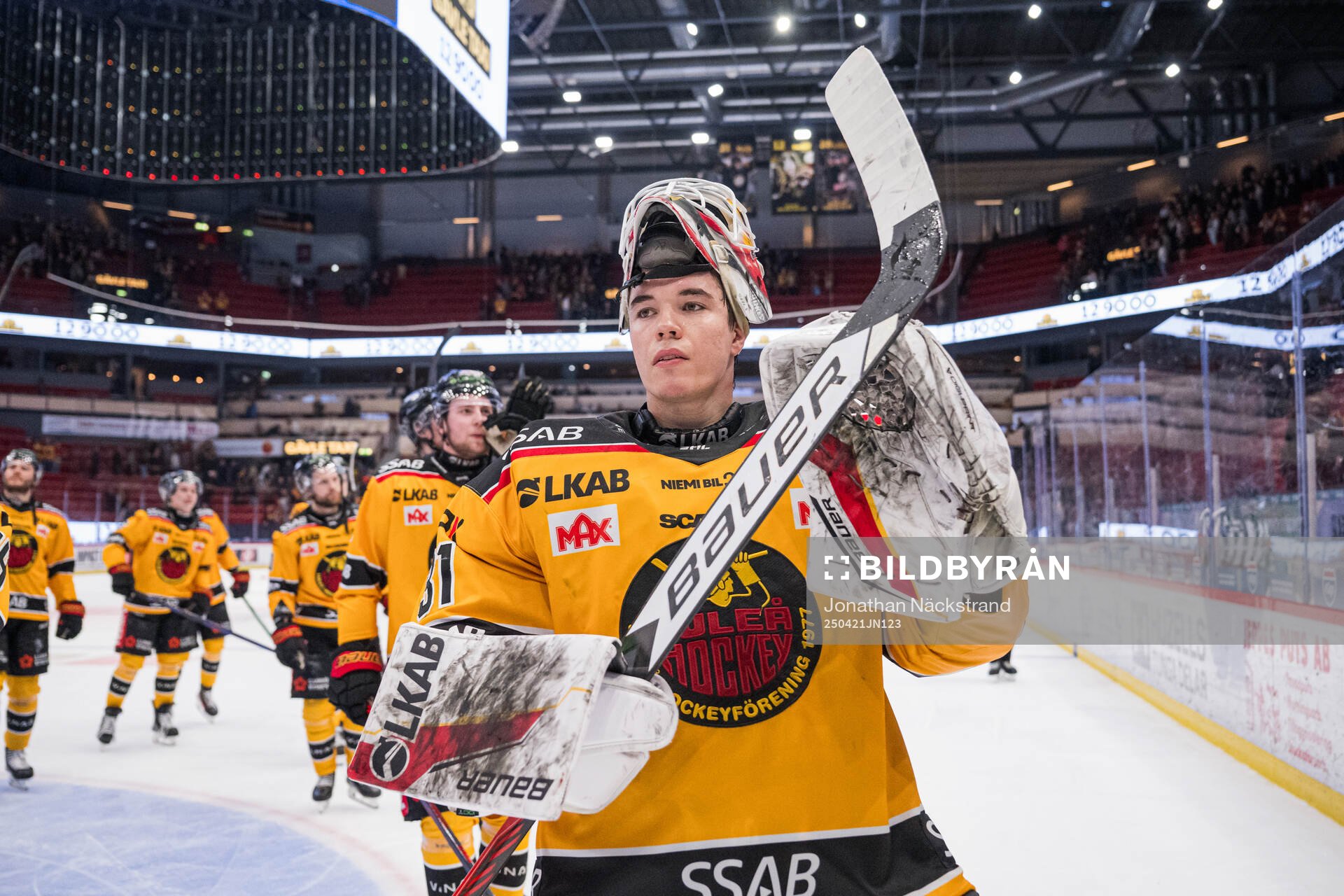 Luleås målvakt Matteus Ward jublar