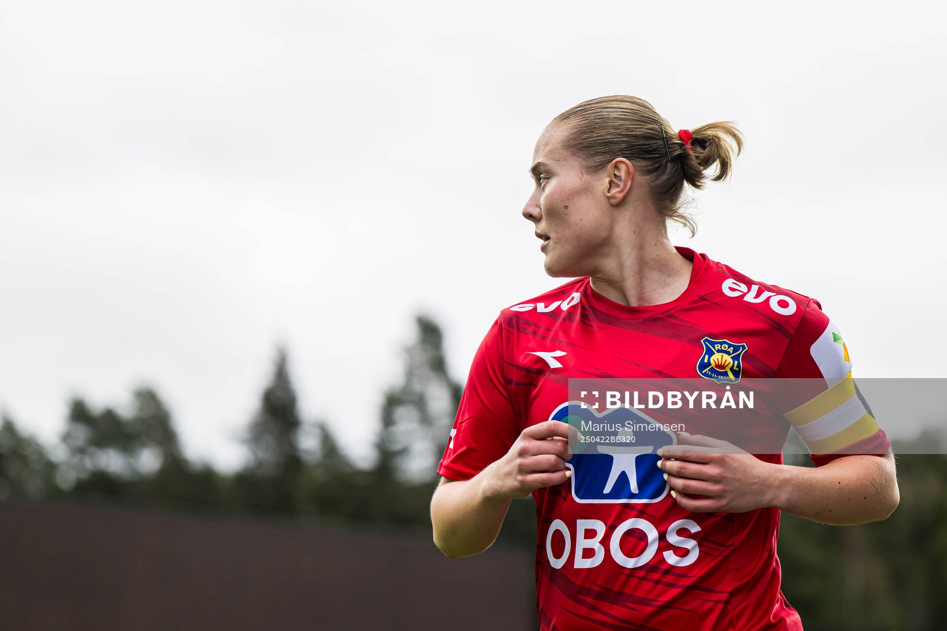 Sarah Alexandra Lilleberg Suphellen of Røa during the Toppserien football match between Hønefoss and Røa on April 22, 2025 in Hønefoss.