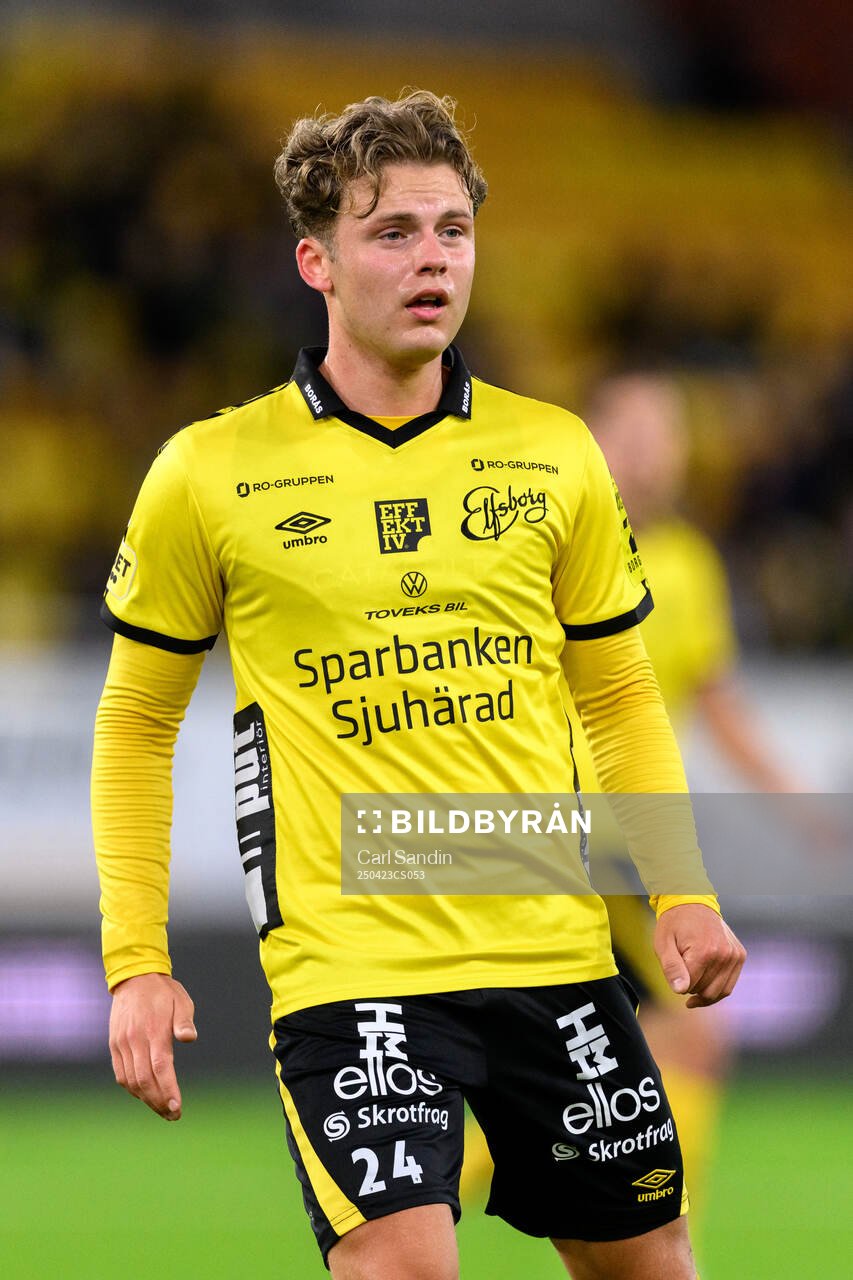 Elfsborgs Frederik Ihler under fotbollsmatchen i Allsvenskan mellan Elfsborg och Sirius den 23 april 2025 i Borås. 