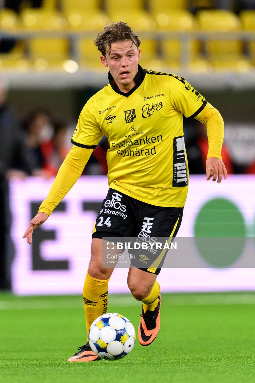 Elfsborgs Frederik Ihler under fotbollsmatchen i Allsvenskan mellan Elfsborg och Sirius den 23 april 2025 i Borås. 