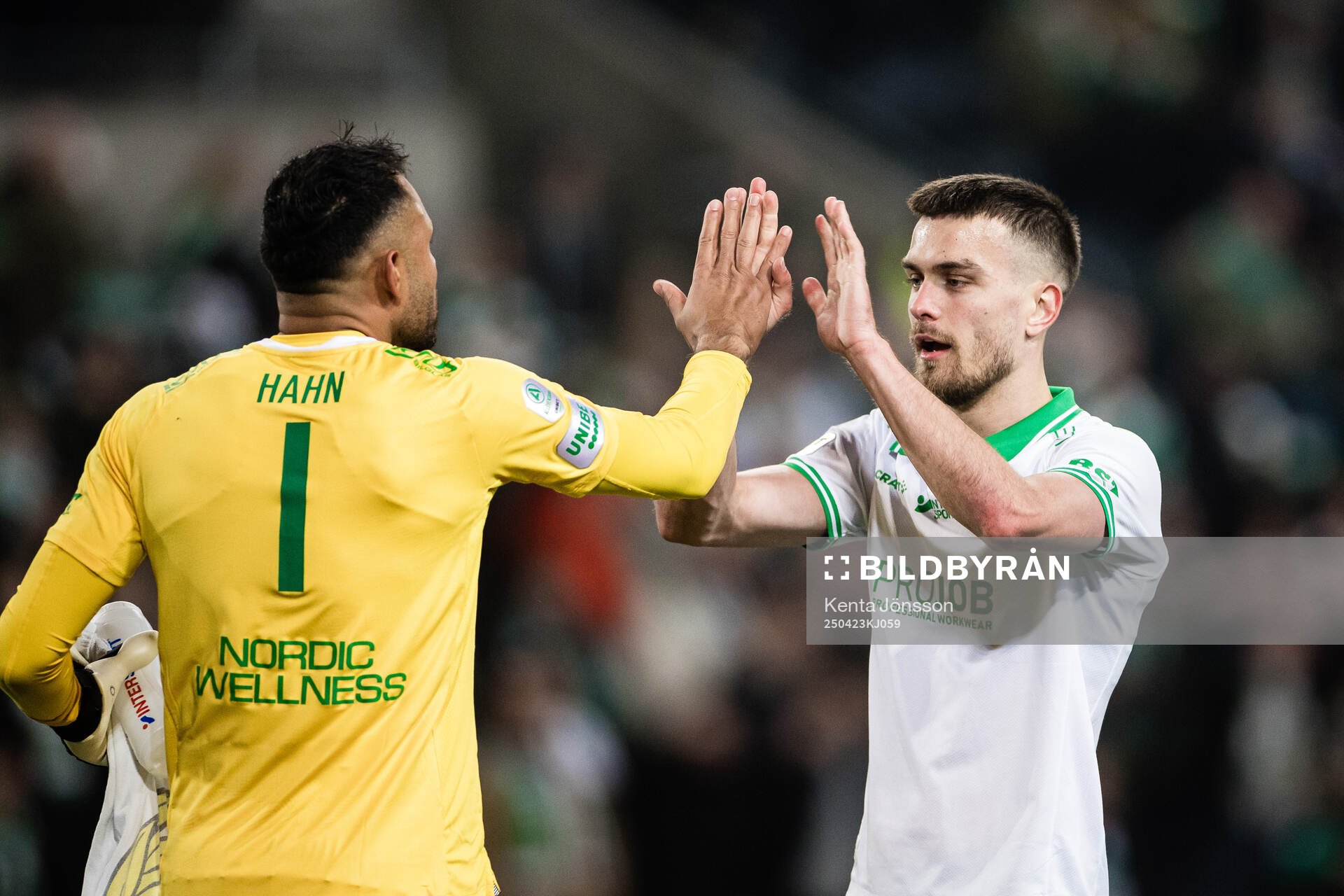 Hammarbys målvakt Warner Hahn och Pavle Vagic jublar