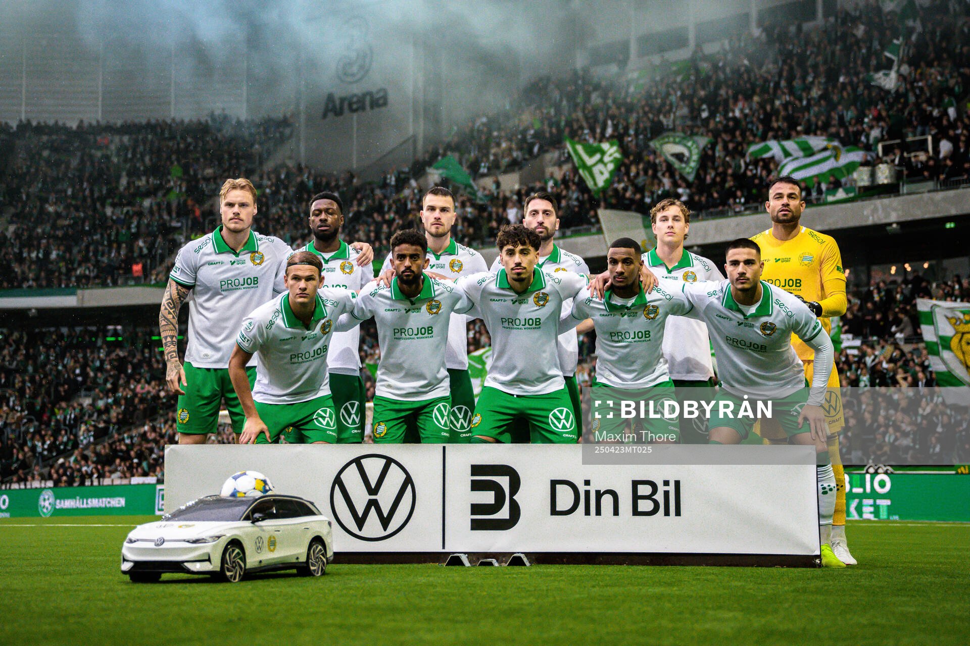 Hammarbys startelva inför fotbollsmatchen i Allsvenskan mellan Hammarby och Malmö FF den 23 april 2025 i Stockholm. 