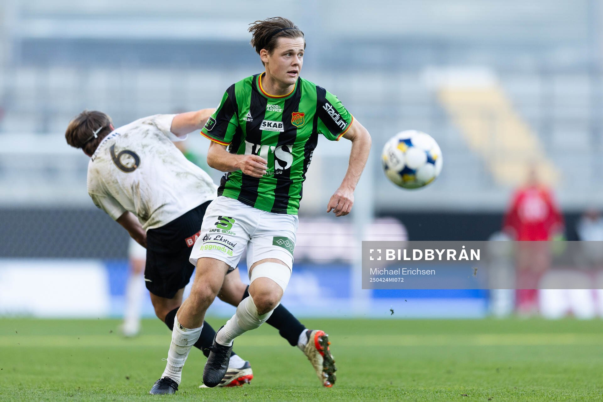 GAIS Axel Henriksson under fotbollsmatchen i Allsvenskan mellan GAIS och Brommapojkarna den 24 april 2025 i Göteborg. 