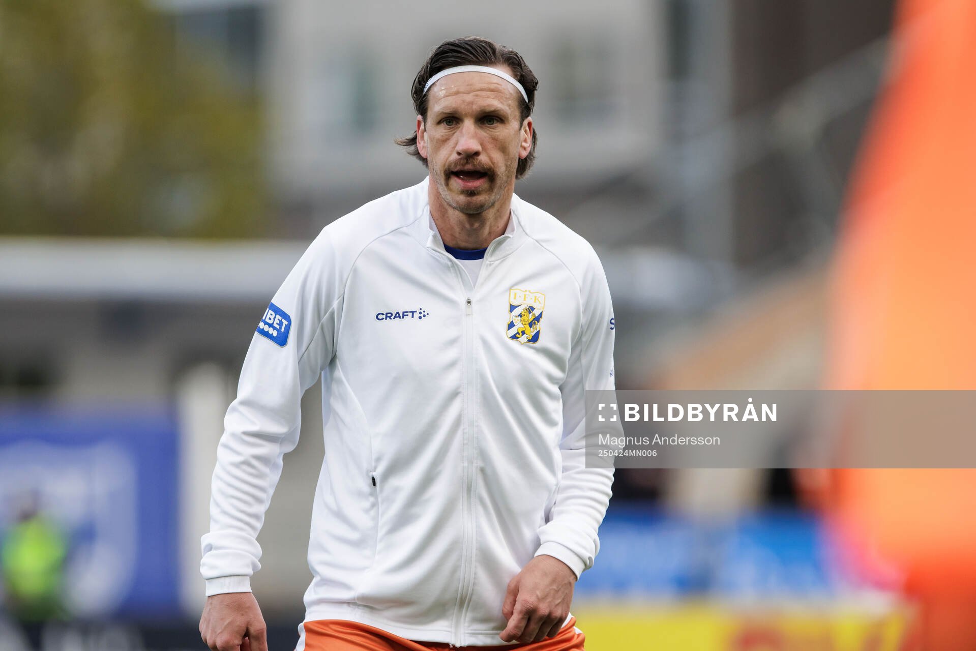 IFK Göteborgs Gustav Svensson inför fotbollsmatchen i Allsvenskan mellan IFK Norrköping och IFK Göteborg den 24 april 2025 i Norrköping.