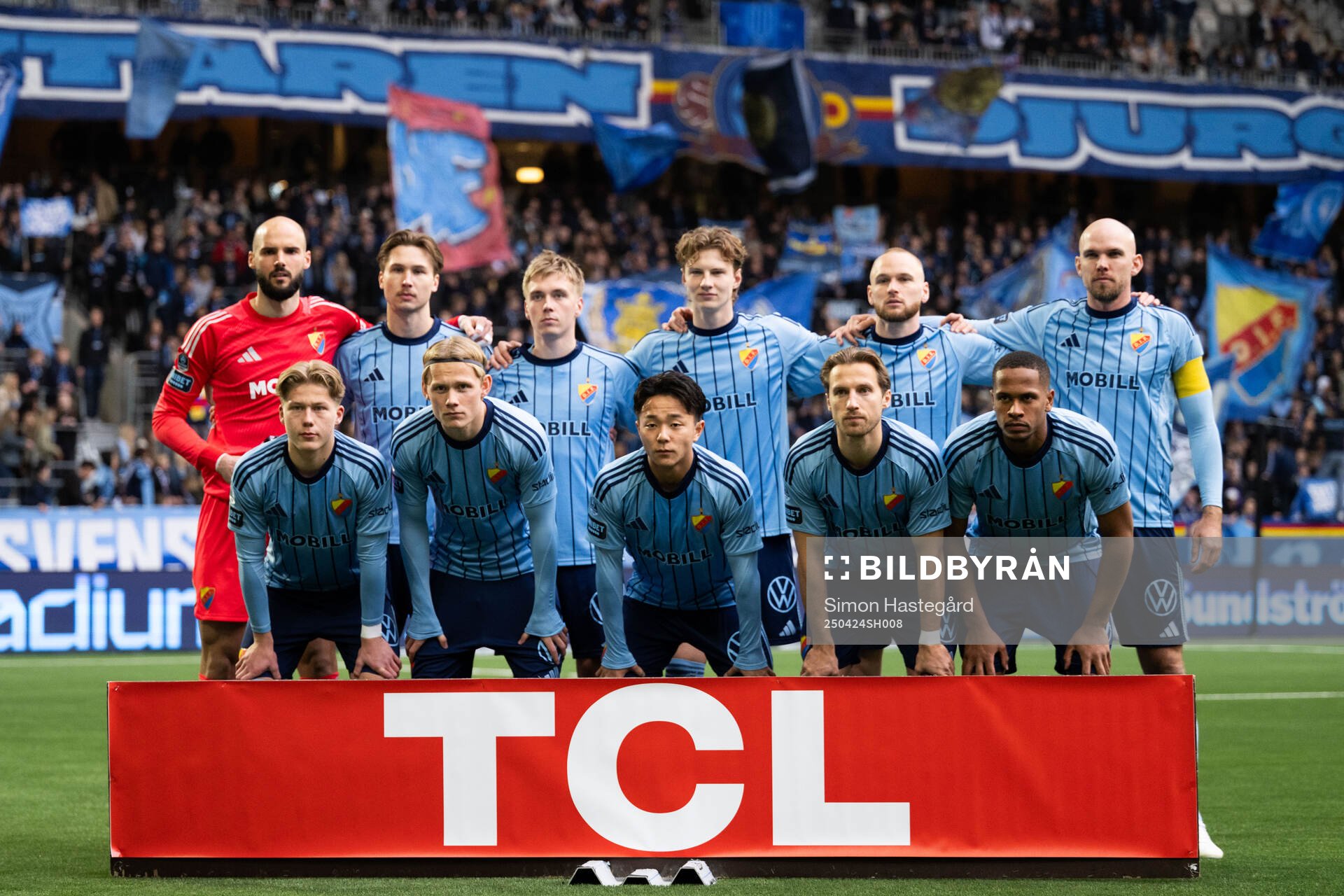 Djurgårdens startelva inför fotbollsmatchen i Allsvenskan mellan Djurgården och Öster den 24 april 2025 i Stockholm. 
