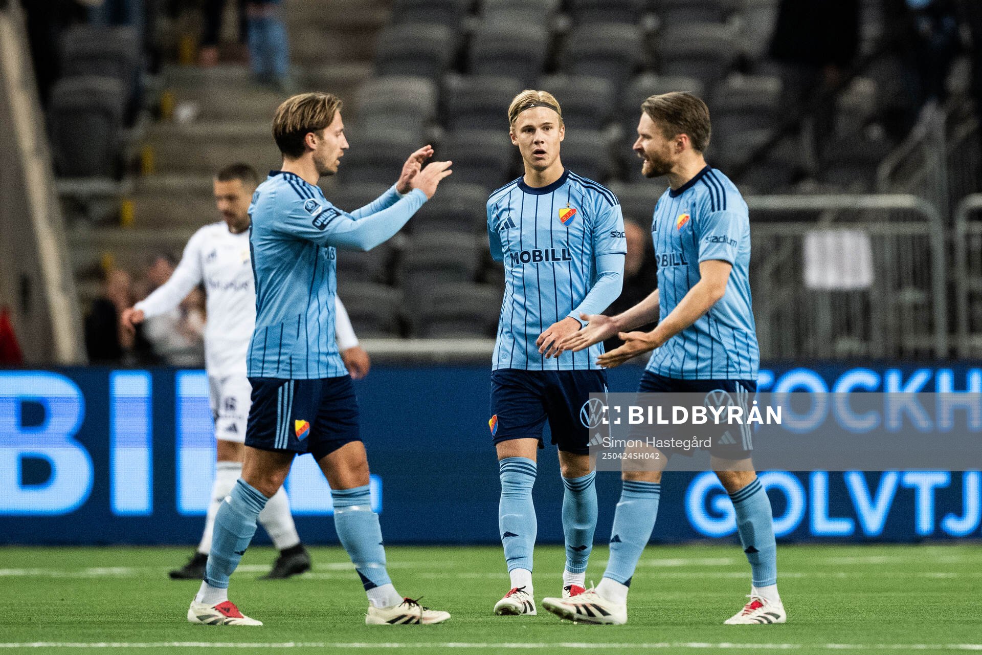 Djurgårdens Daniel Stensson, Theo Bergvall och Jacob Une