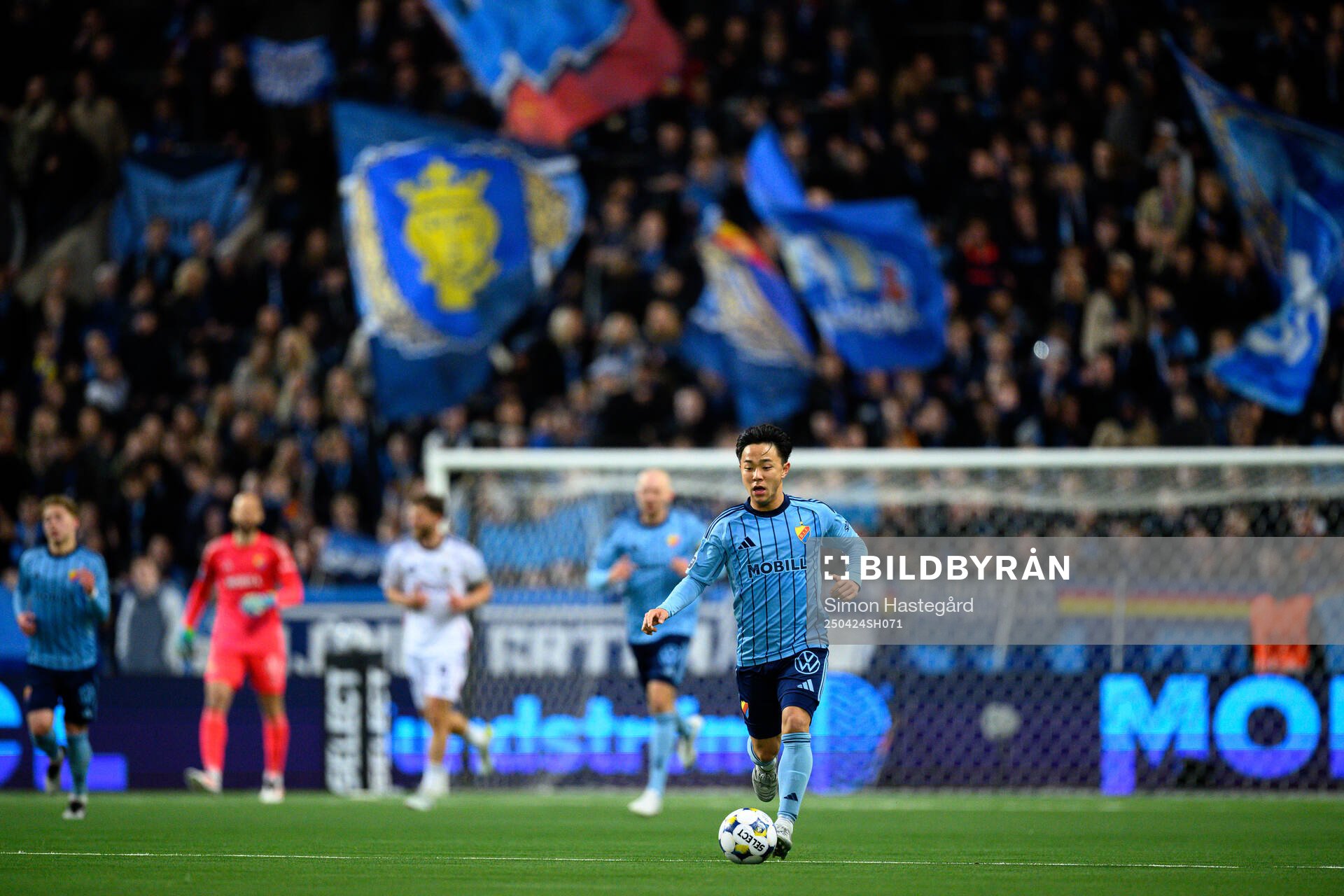 Djurgårdens Keita Kosugi  under fotbollsmatchen i Allsvenskan mellan Djurgården och Öster den 24 april 2025 i Stockholm. 