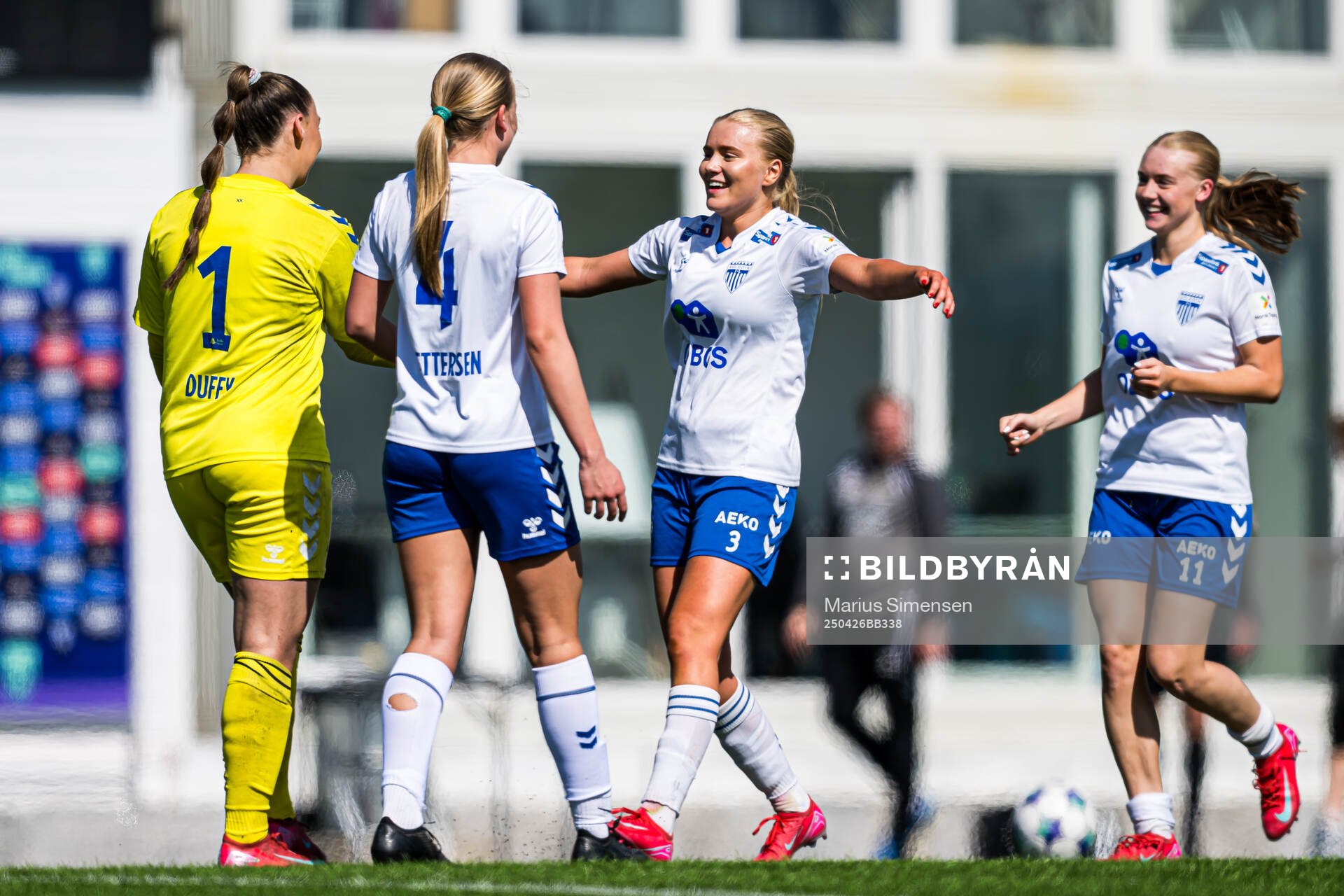 Ebba Lovisa Niss of Kolbotn celebrates after the Toppserien football match between Kolbotn and Lyn on April 26, 2025 in Oslo.