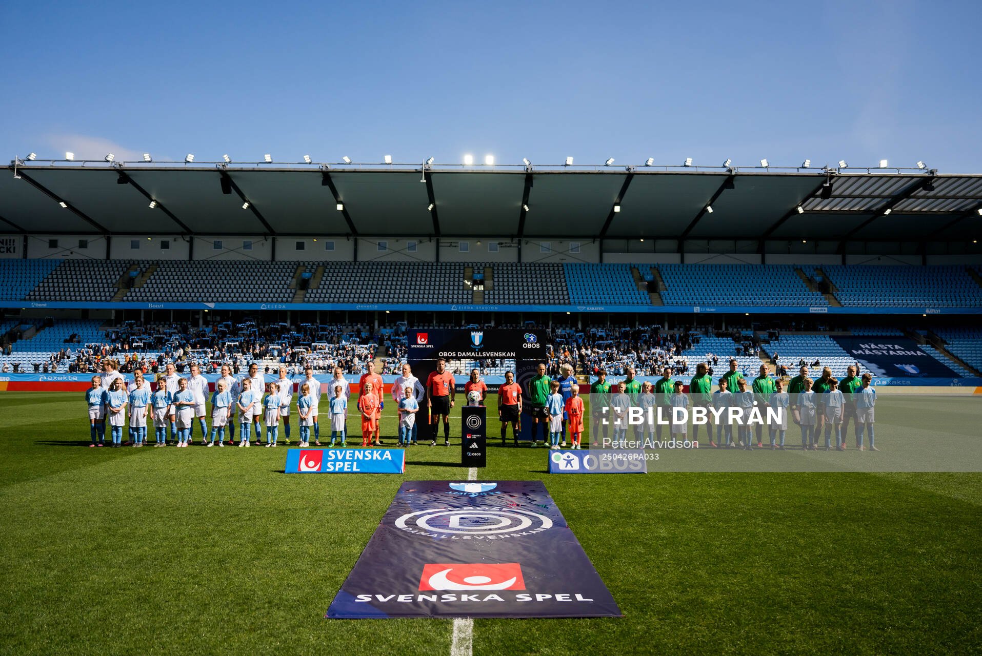 Lineup inför fotbollsmatchen i Damallsvenskan mellan Malmö FF och Hammarby den 26 april 2025 i Malmö. 