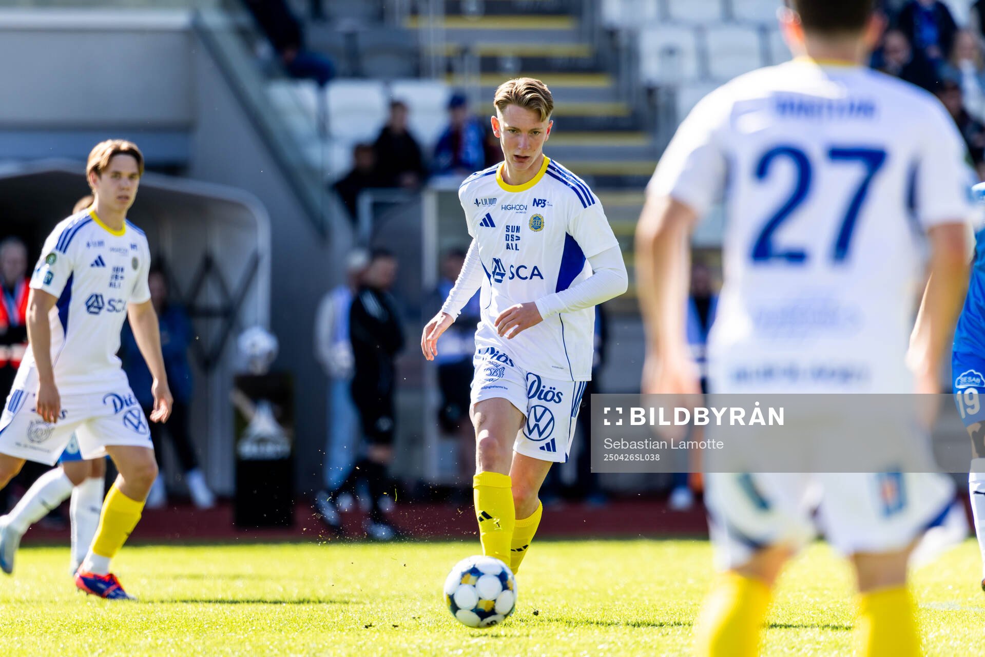 GIF Sundsvalls Hugo Aviander under fotbollsmatchen i Superettan mellan Oddevold och GIF Sundsvall den 26 april 2025 i Uddevalla. 