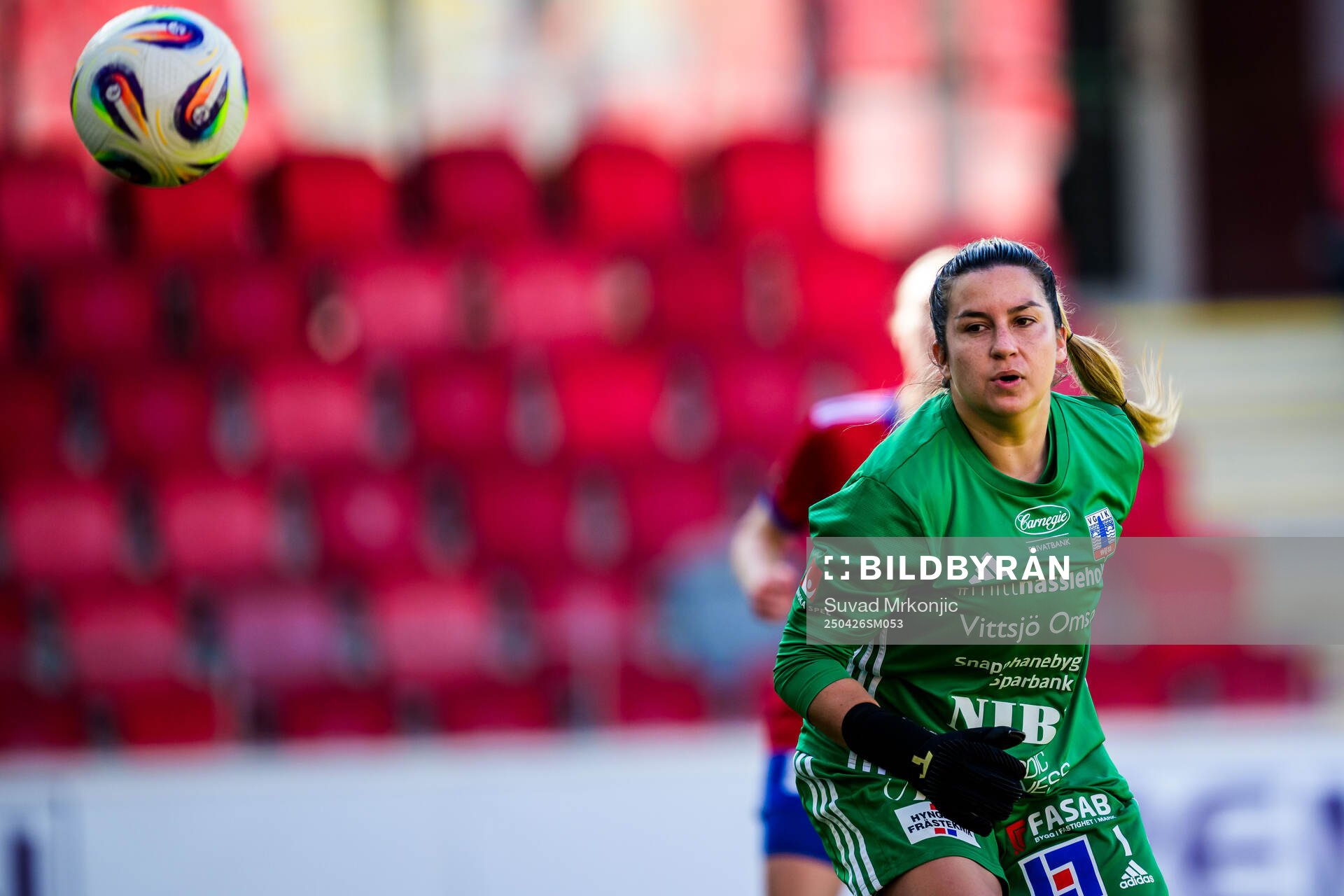 Vittsjös målvakt Savannah Madden under fotbollsmatchen i Damallsvenskan mellan Växjö DFF och Vittsjö den 26 april 2025 i Växjö. 