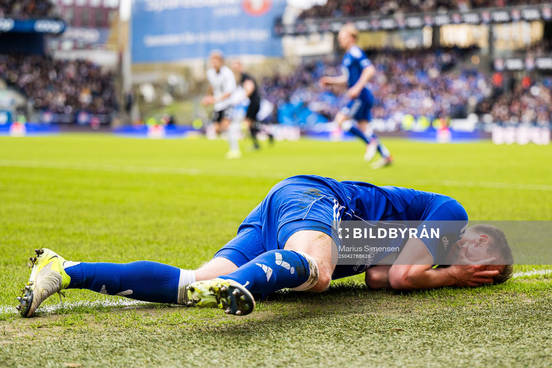 Eirik Haugan of Molde in pain