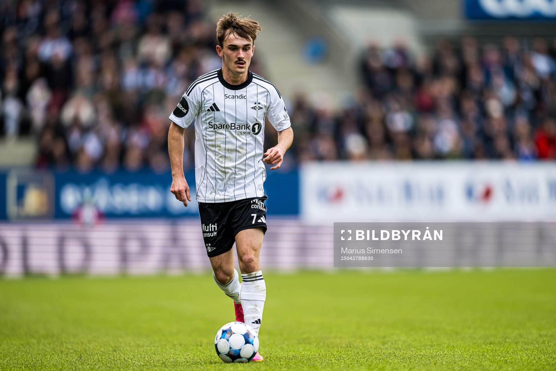 Marius Sivertsen Broholm of Rosenborg during the Eliteserien match between Rosenborg and Molde on April 27, 2025 in Trondheim. 