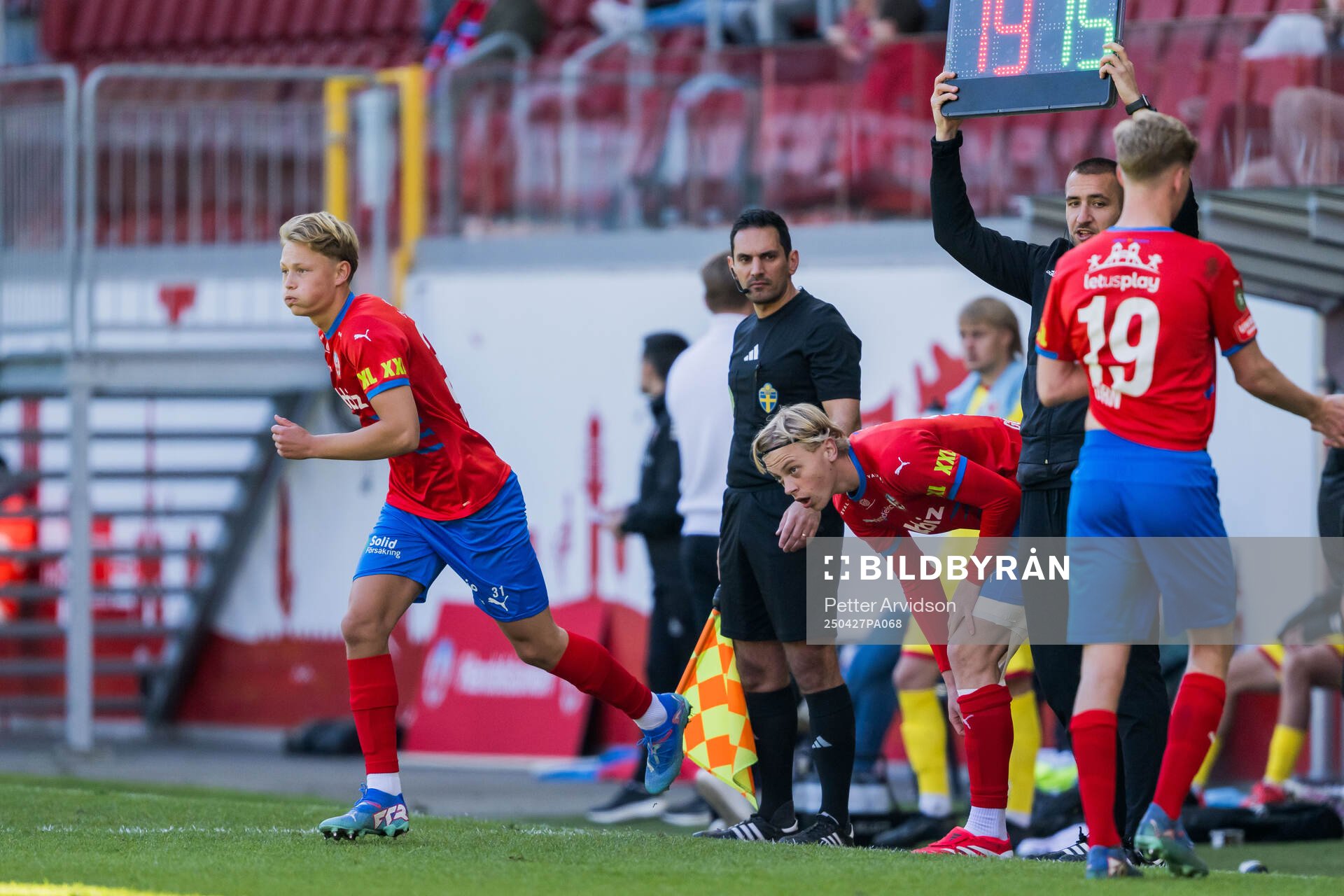 Helsingborgs Alvin Nordin under fotbollsmatchen i Superettan mellan Helsingborg och Kalmar den 27 april 2025 i Helsingborg. 