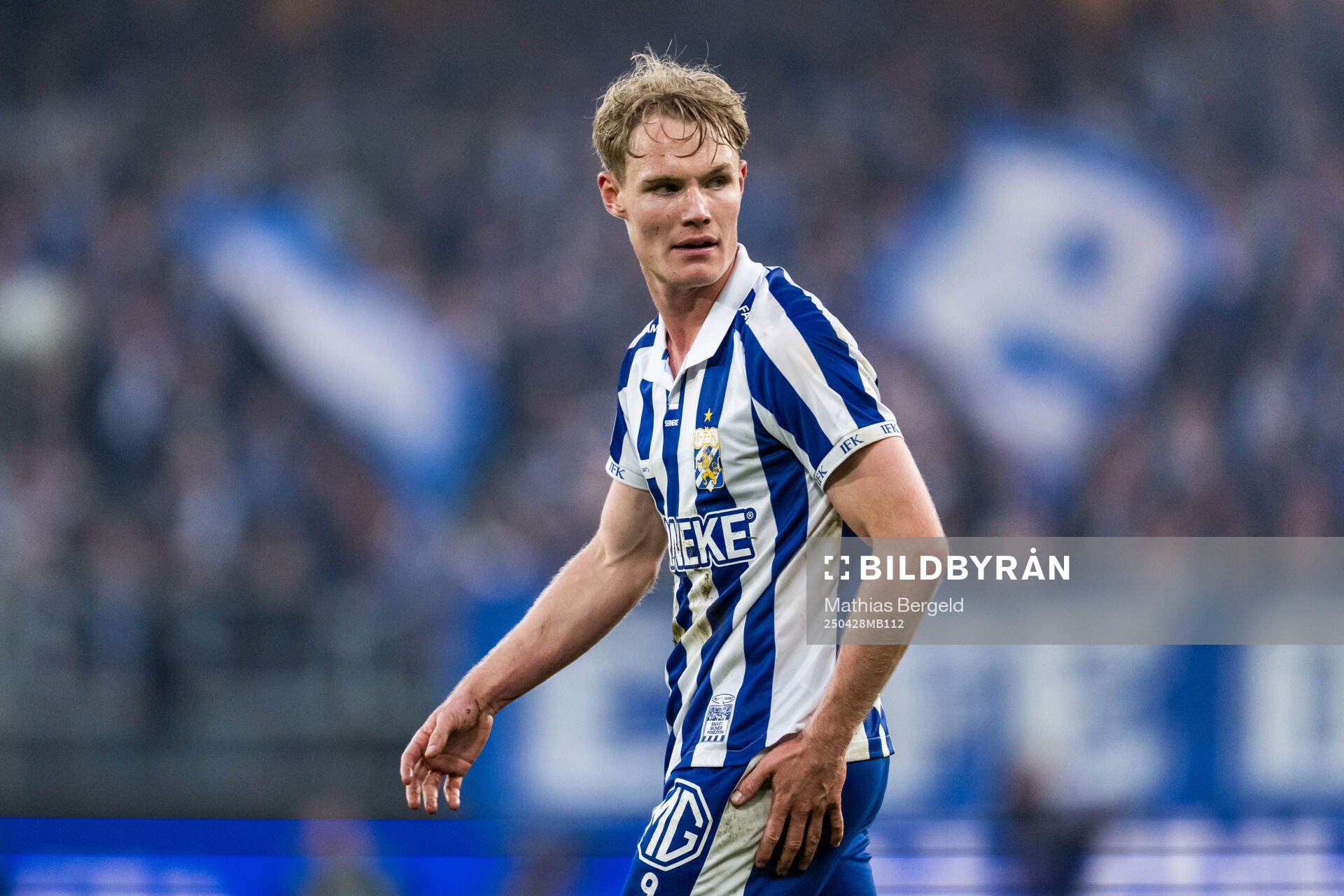 IFK Göteborgs Max Fenger under fotbollsmatchen i Allsvenskan mellan IFK Göteborg och GAIS den 28 april 2025 i Göteborg. 