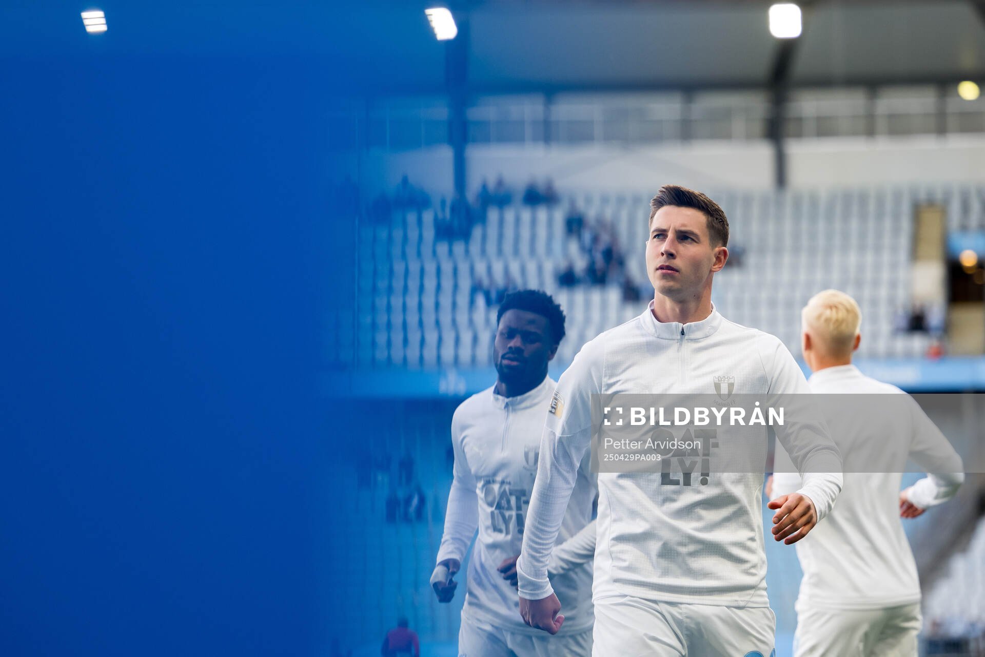 Malmö FFs Lasse Berg Johnsen inför fotbollsmatchen i Allsvenskan mellan Malmö FF och Öster den 29 april 2025 i Malmö. 