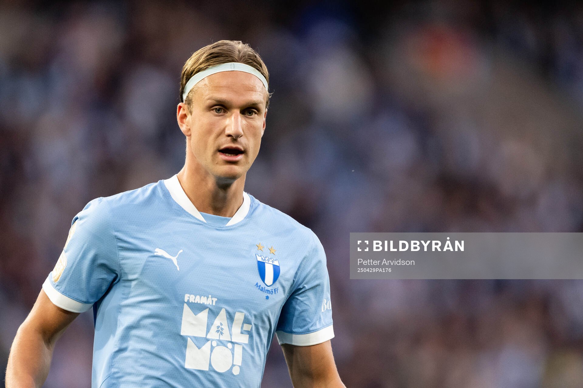 Malmö FFs Erik Botheim under fotbollsmatchen i Allsvenskan mellan Malmö FF och Öster den 29 april 2025 i Malmö. 