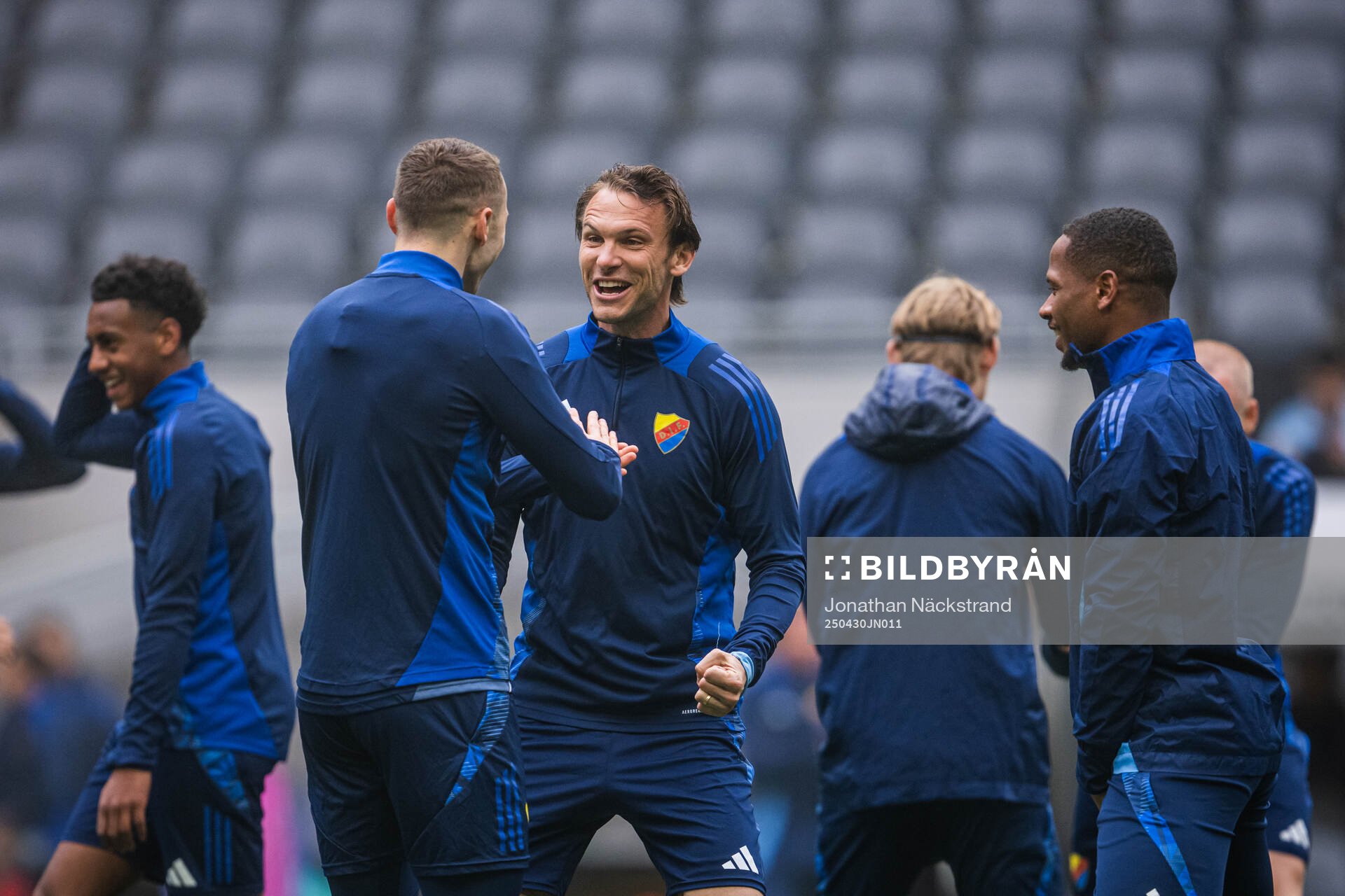 Albin Ekdal and Zakaria Sawo during a training session with Djurgården on April 30, 2025 in Stockholm. 