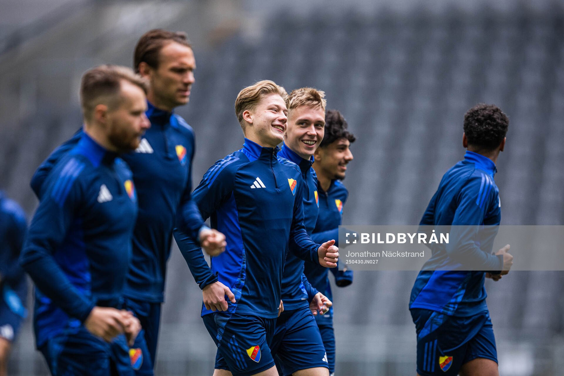 Matias Siltanen and Santeri Haarala during a training session with Djurgården on April 30, 2025 in Stockholm. 