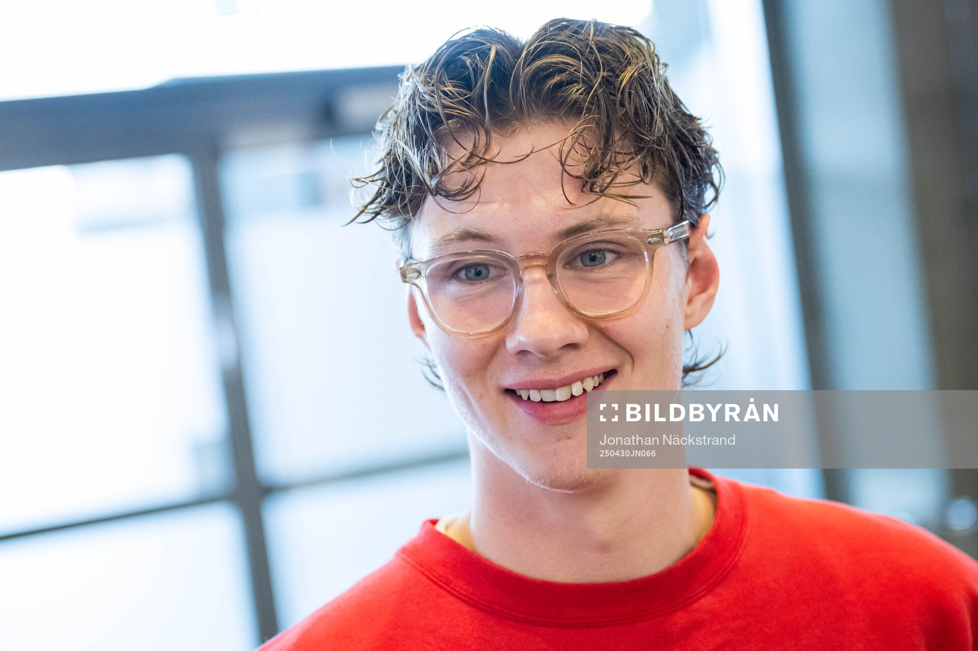 August Priske during a mixed zone following a  training session with Djurgården on April 30, 2025 in Stockholm. 