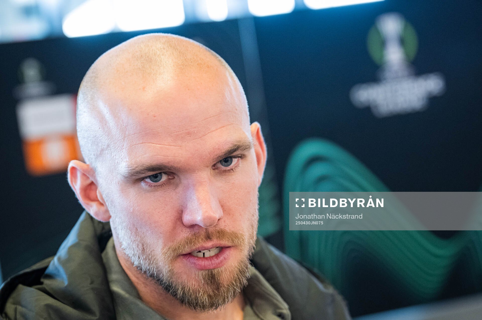 Marcus Danielson during a mixed zone following a  training session with Djurgården on April 30, 2025 in Stockholm. 