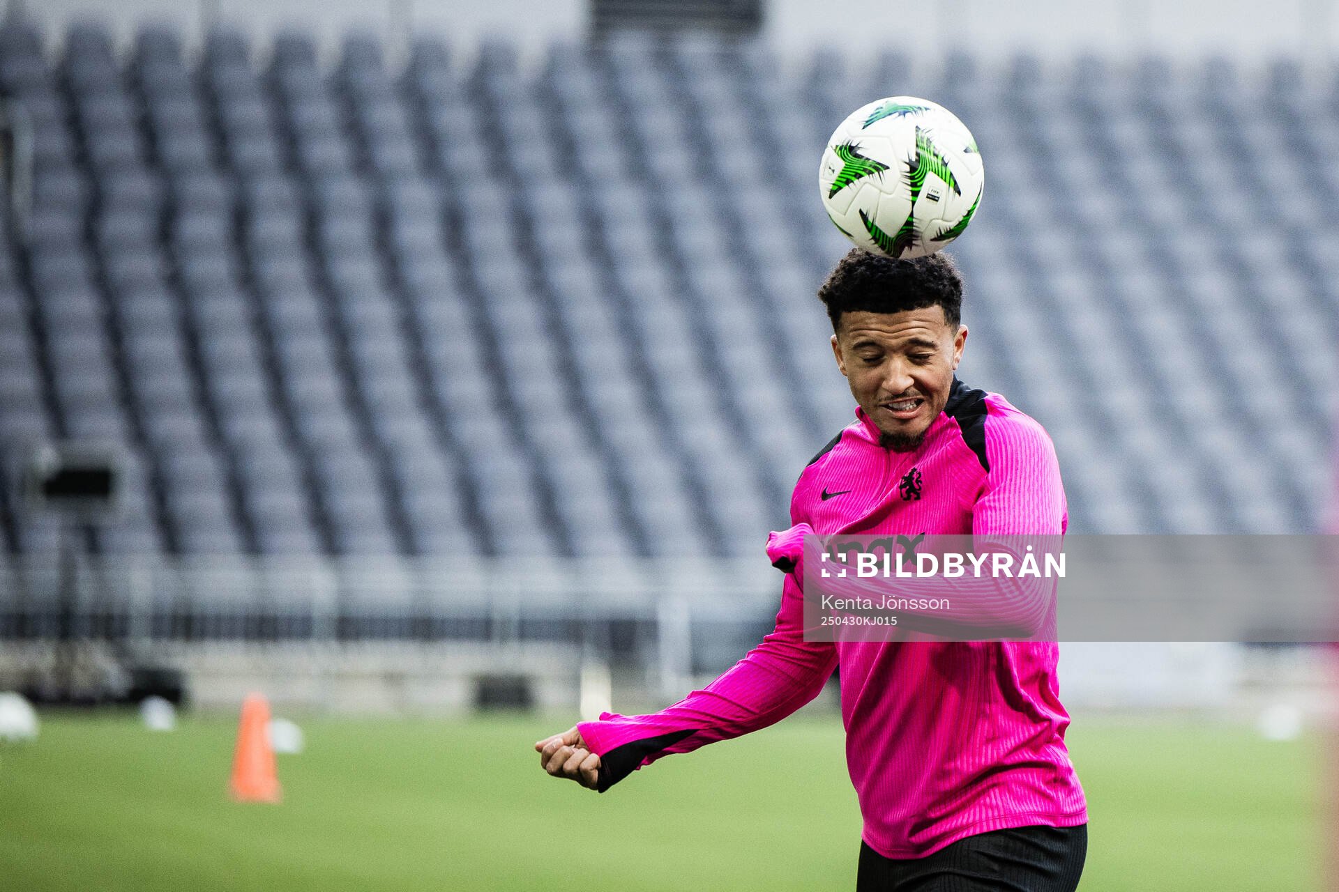Jadon Sancho during a training session with Chelsea on April 30, 2025 in Stockholm. 
