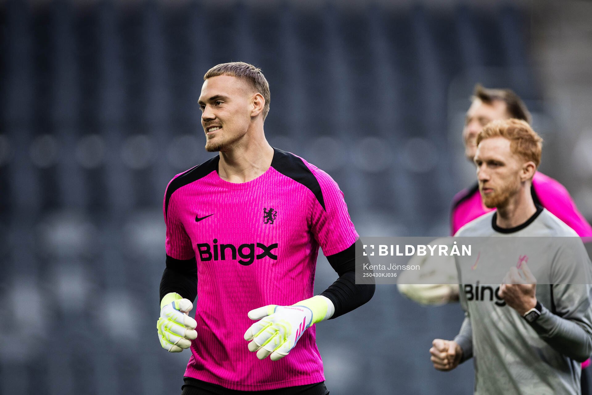 Goalkeeper Filip Jørgensen during a training session with Chelsea on April 30, 2025 in Stockholm. 
