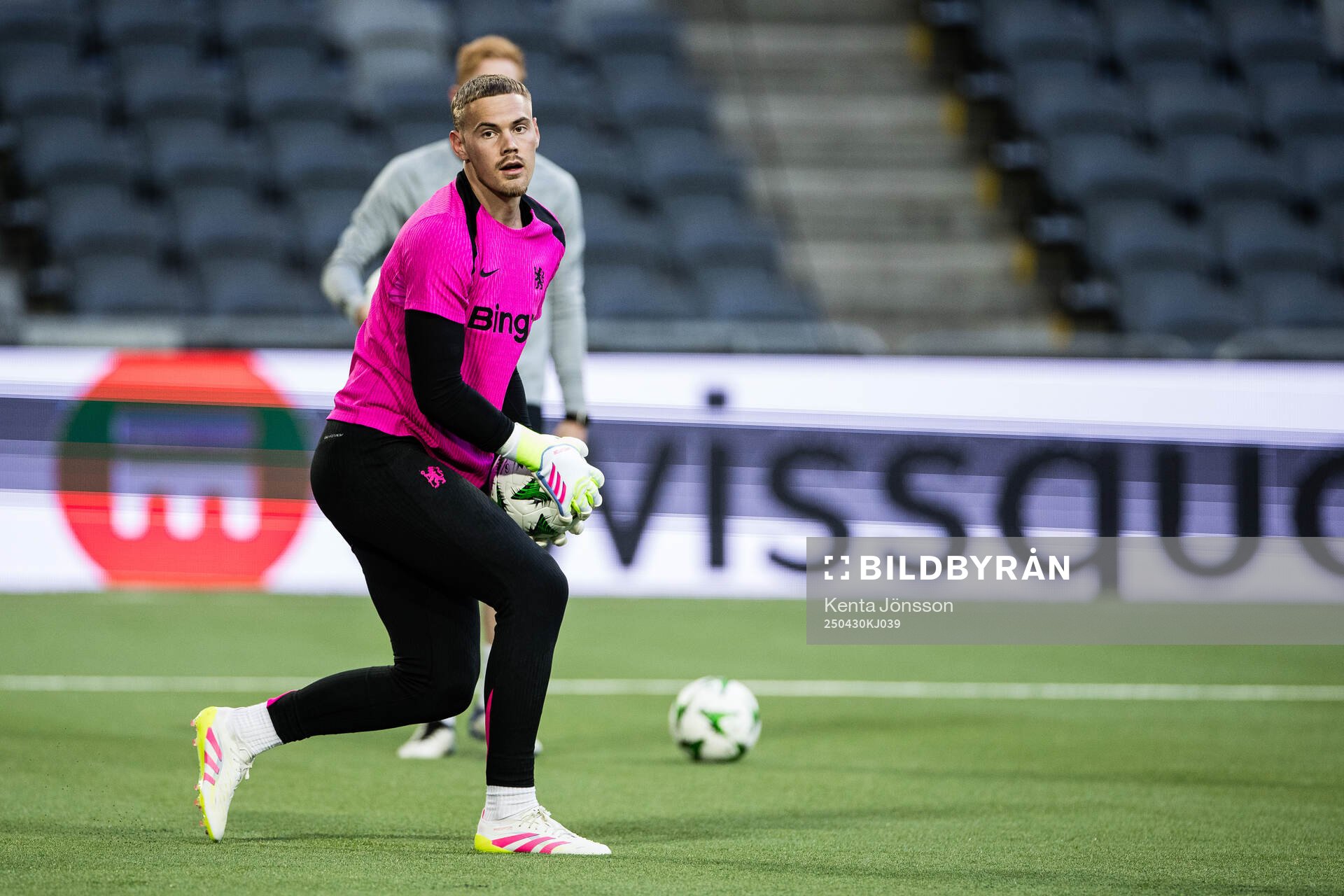 Goalkeeper Filip Jørgensen during a training session with Chelsea on April 30, 2025 in Stockholm. 
