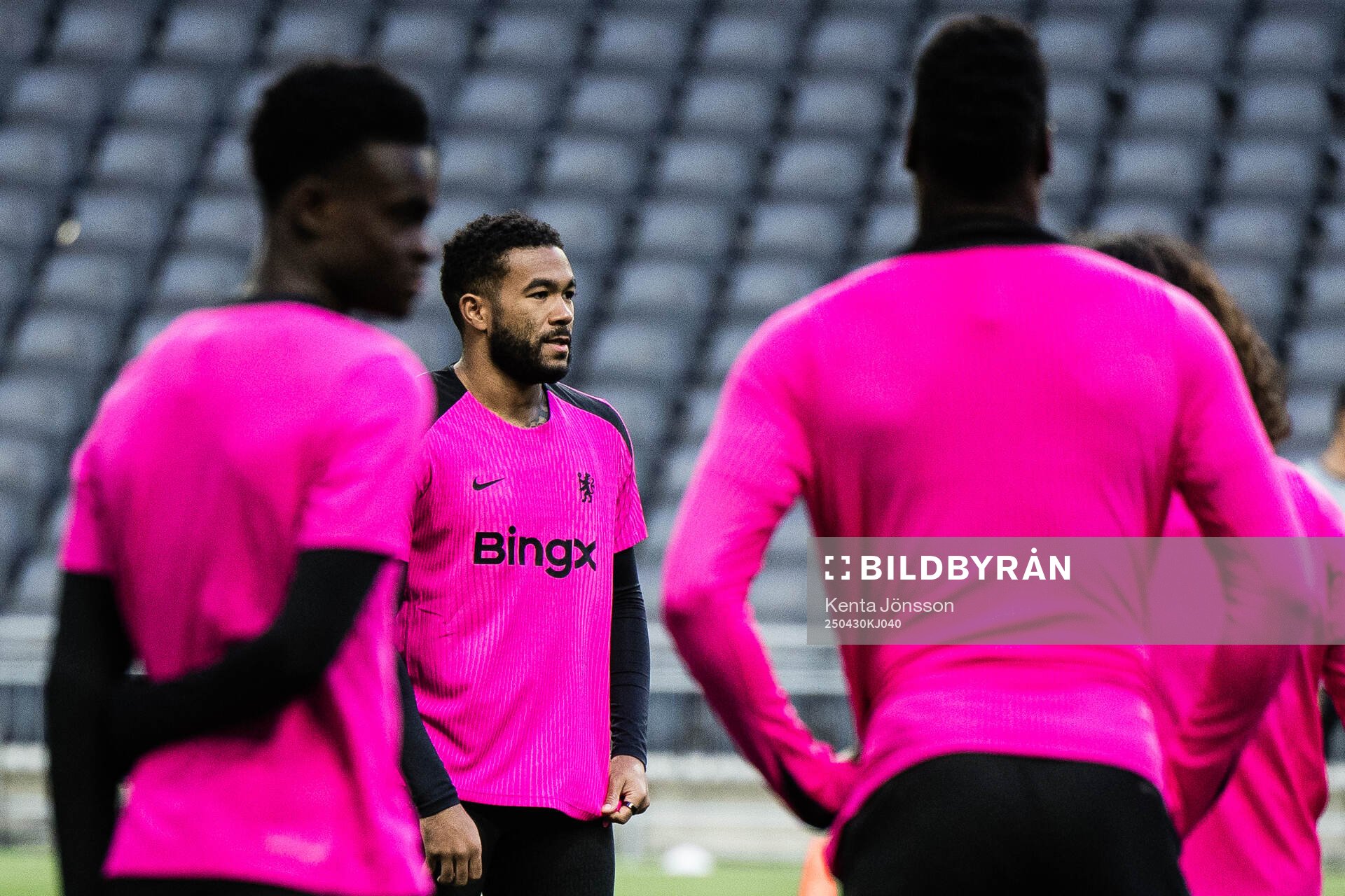 Reece James during a training session with Chelsea on April 30, 2025 in Stockholm. 