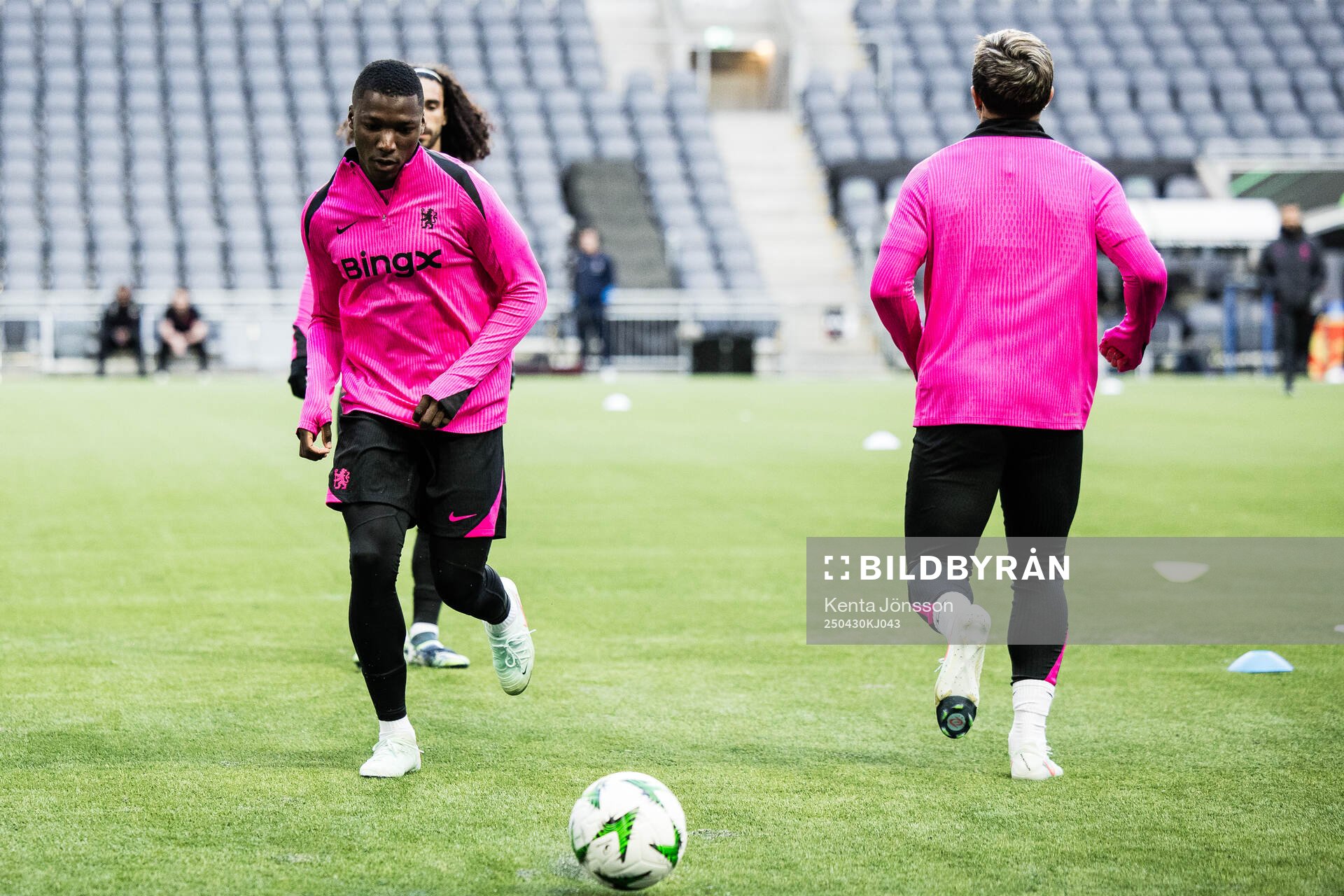 Moises Caicedo during a training session with Chelsea on April 30, 2025 in Stockholm. 