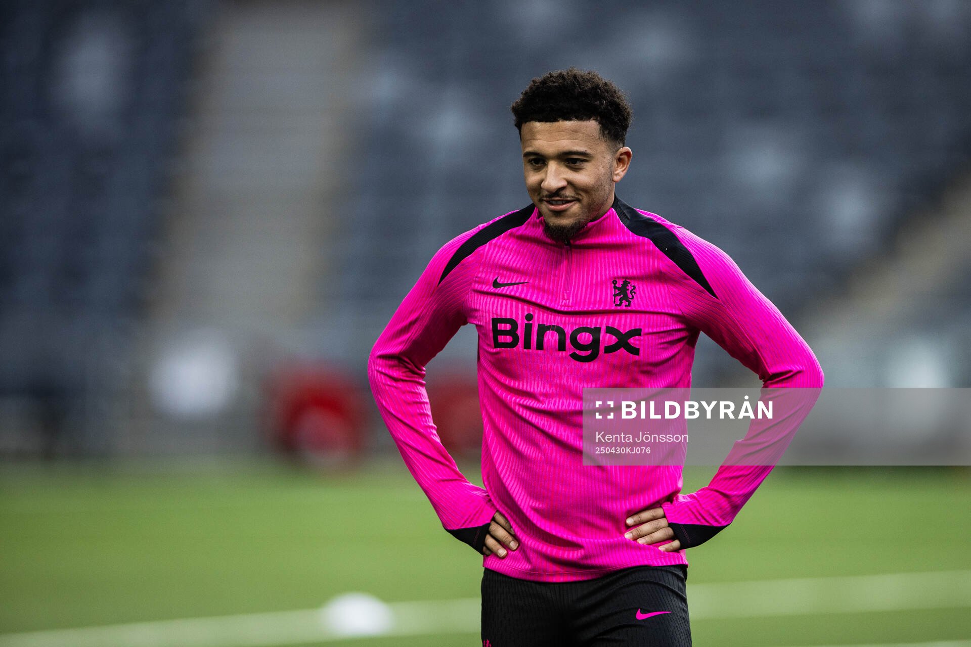 Jadon Sancho during a training session with Chelsea on April 30, 2025 in Stockholm. 
