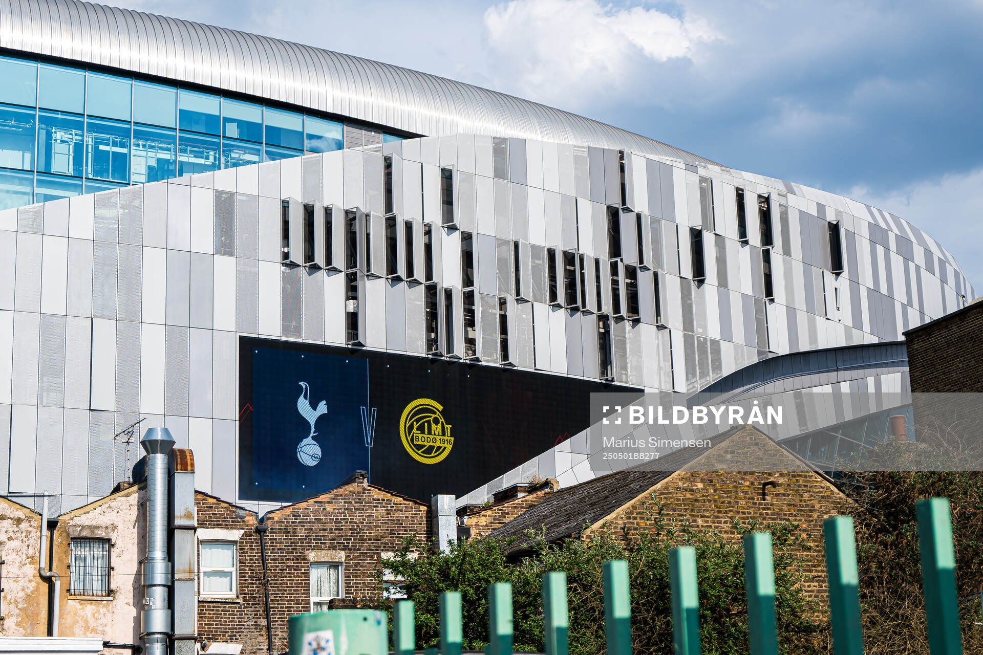 Outside Tottenham Hotspur Stadium ahead of the UEFA Europa League semi-final football match between Tottenham and Bodø/Glimt on May 1, 2025 in London.