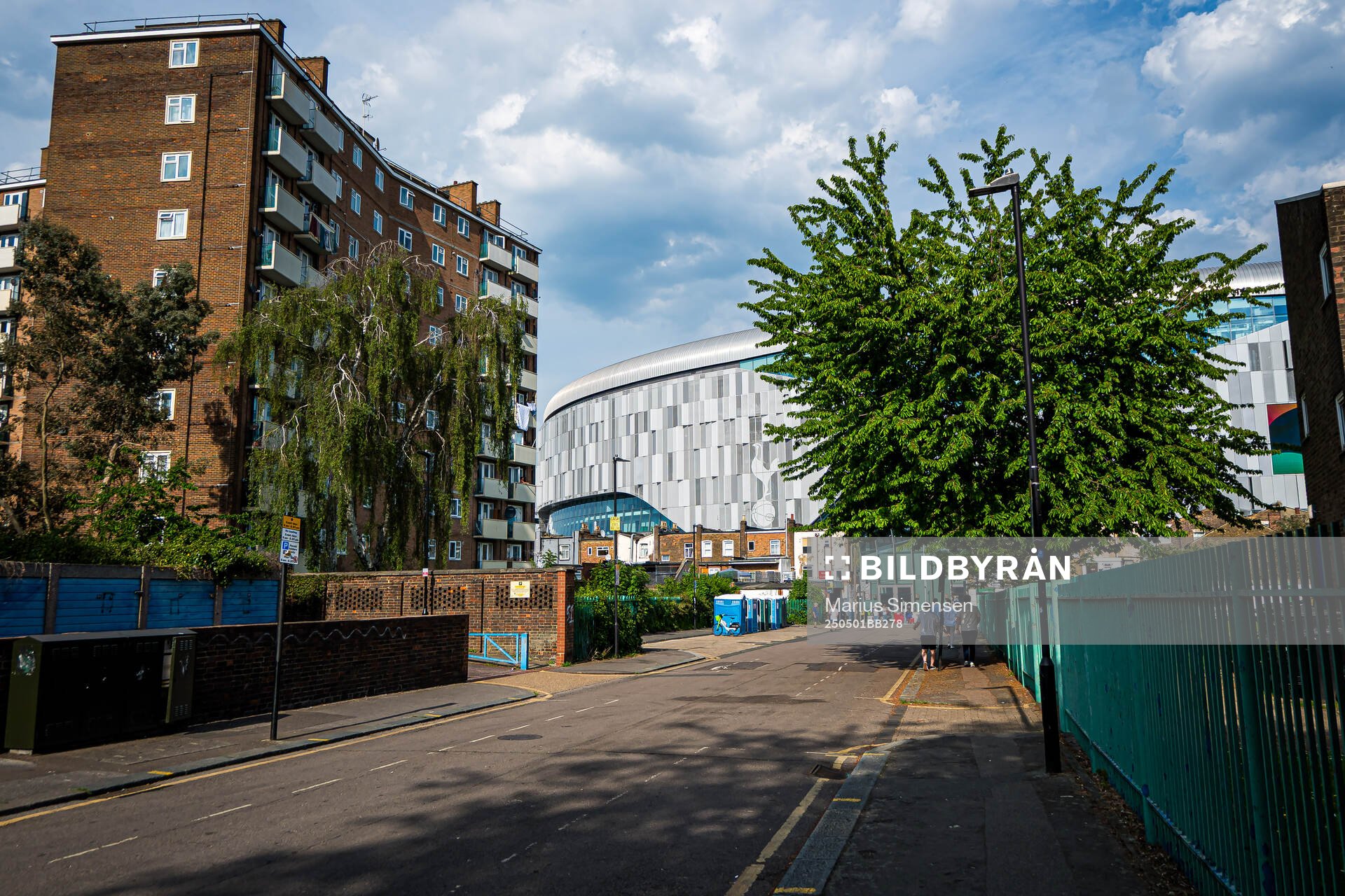 Outside Tottenham Hotspur Stadium ahead of the UEFA Europa League semi-final football match between Tottenham and Bodø/Glimt on May 1, 2025 in London.