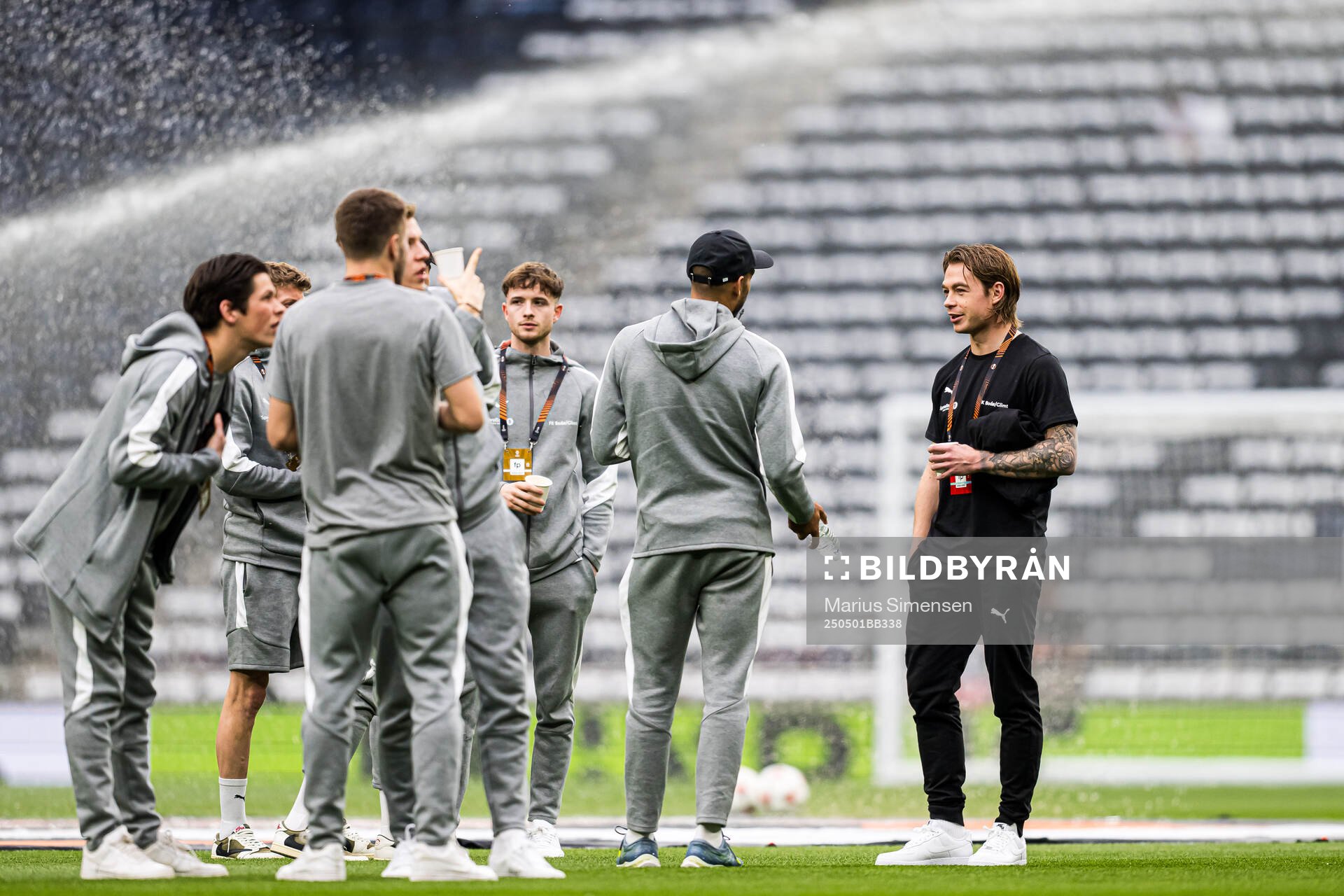 Patrick Berg of Bodø/Glimt arrives ahead of the UEFA Europa League semi-final football match between Tottenham and Bodø/Glimt on May 1, 2025 in London.