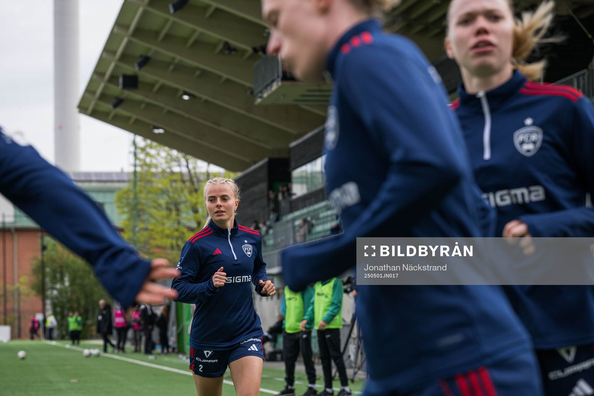 Rosengårds Emilie Woldvik under semifinalen i Svenska Cupen mellan Hammarby och Rosengård den 1 maj 2025 i Stockholm. 
