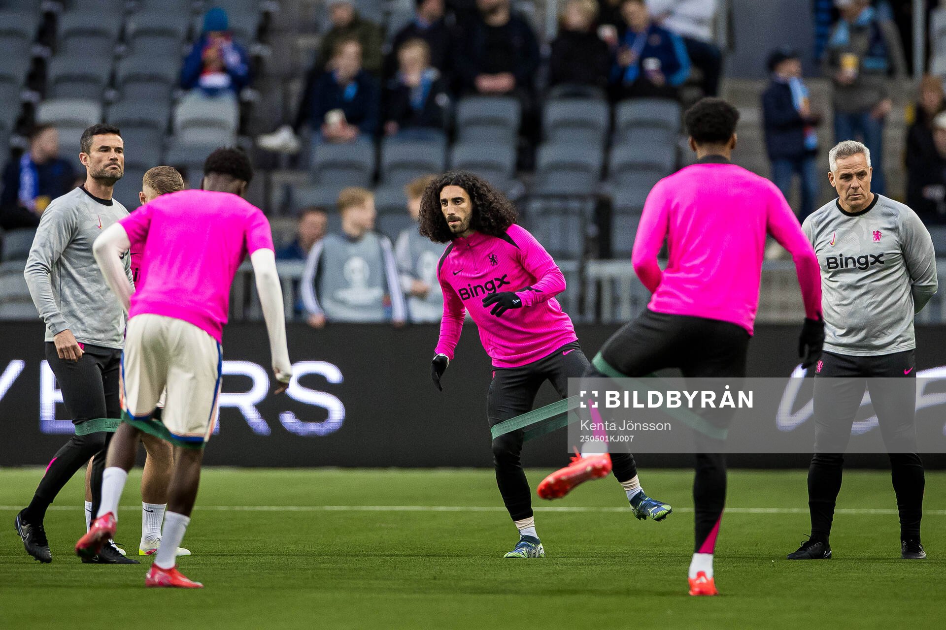 Marc Cucurella of Chelsea ahead of the UEFA Conference League semifinal between Djurgården and Chelsea on May 1, 2025 in Stockholm.
