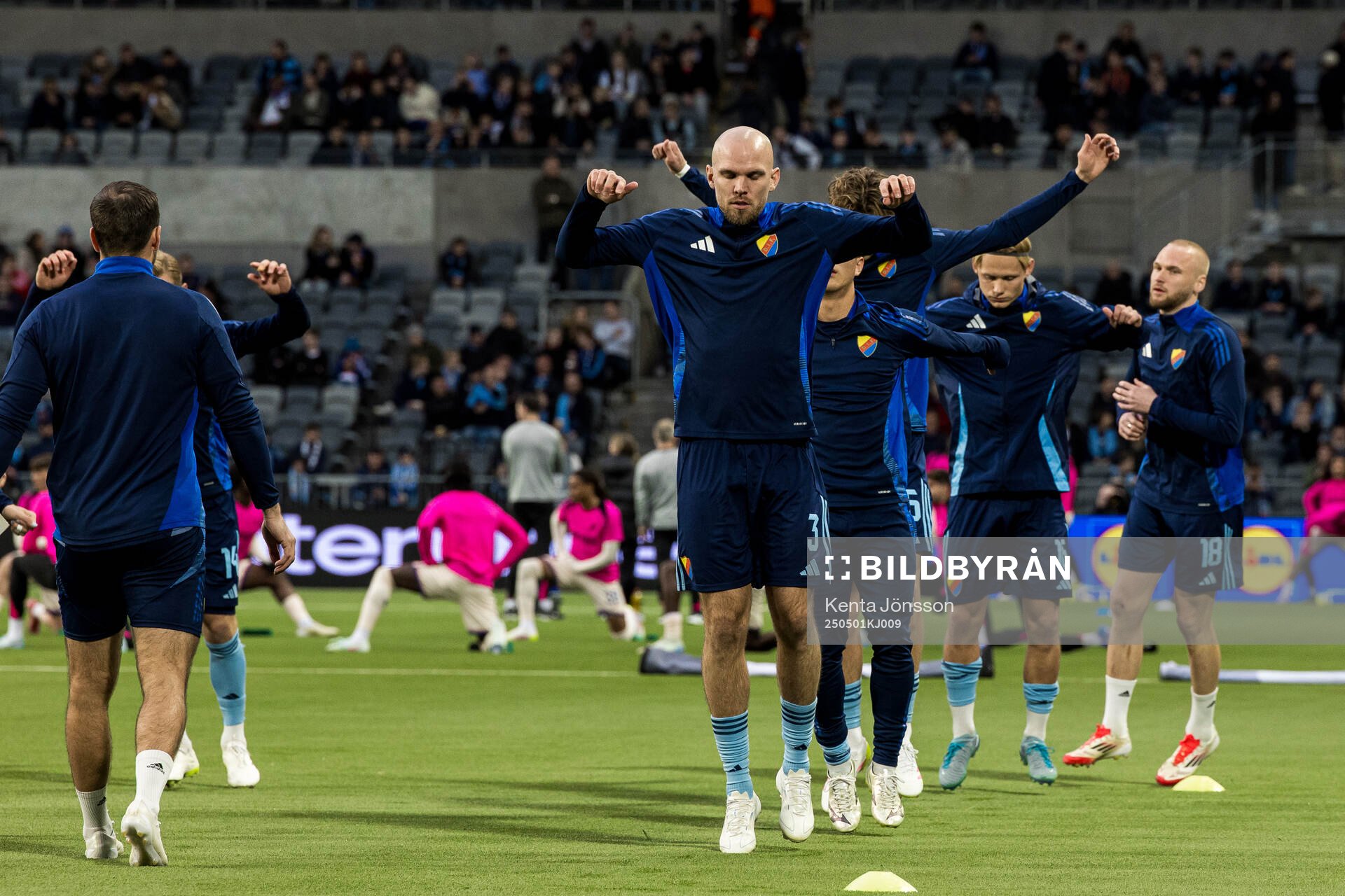 Marcus Danielson of Djurgården ahead of the UEFA Conference League semifinal between Djurgården and Chelsea on May 1, 2025 in Stockholm.