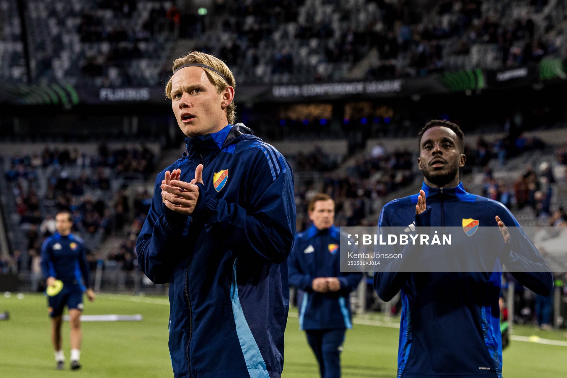 Tobias Gulliksen of Djurgården ahead of the UEFA Conference League semifinal between Djurgården and Chelsea on May 1, 2025 in Stockholm.