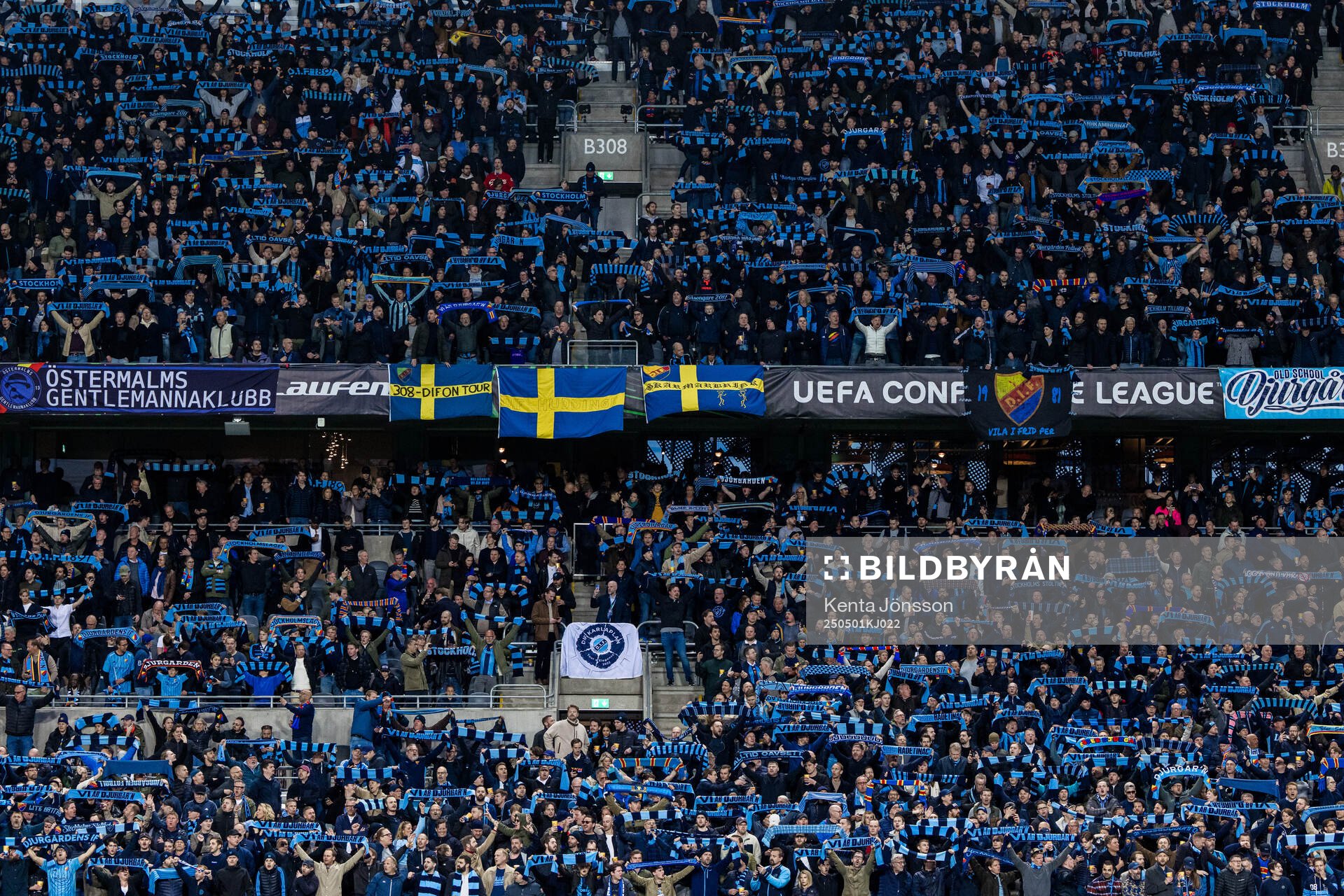 during the UEFA Conference League semifinal between Djurgården and Chelsea on May 1, 2025 in Stockholm. 
