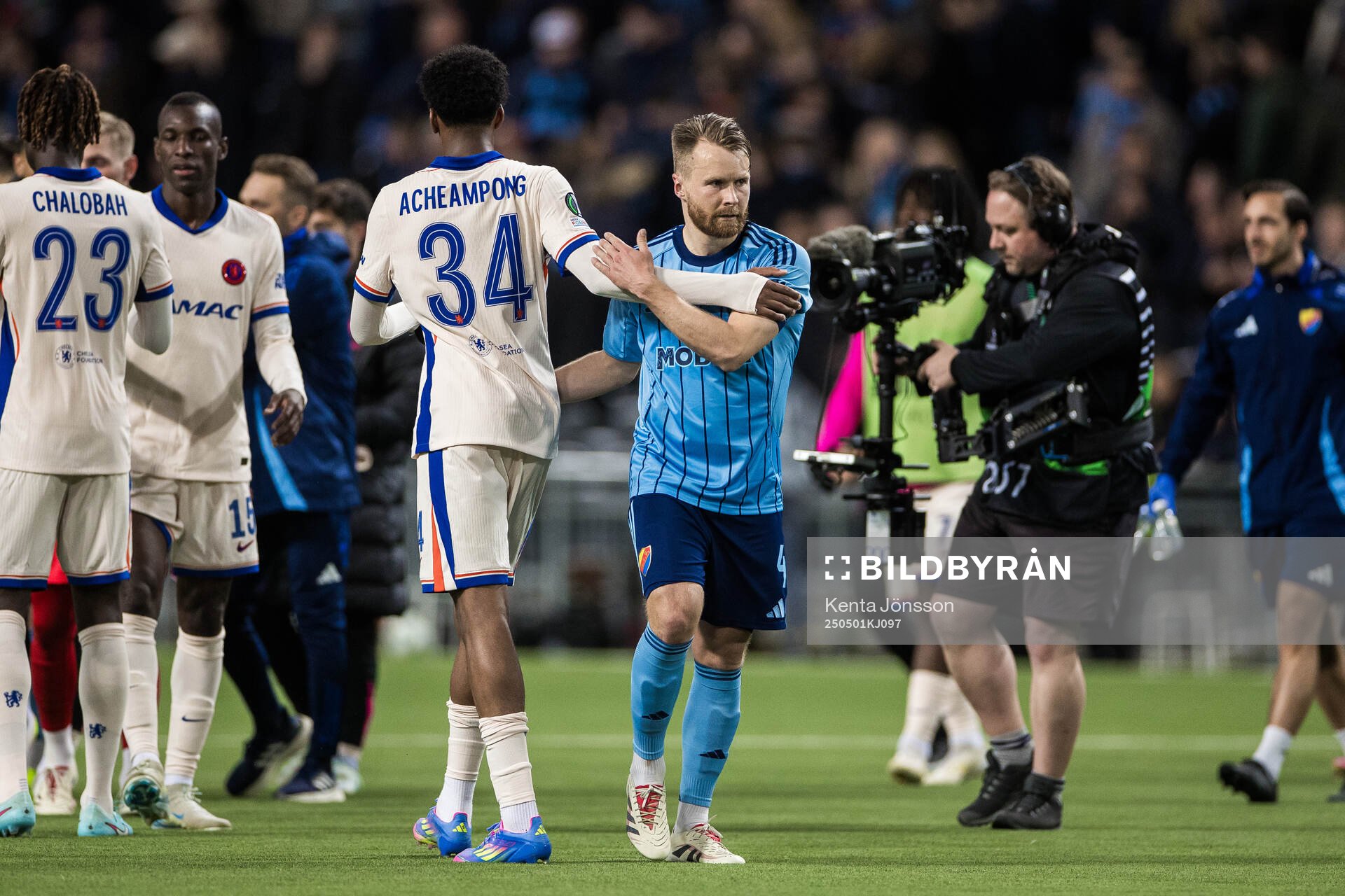 Joshua Acheampong of Chelsea and Jacob Une of Djurgården