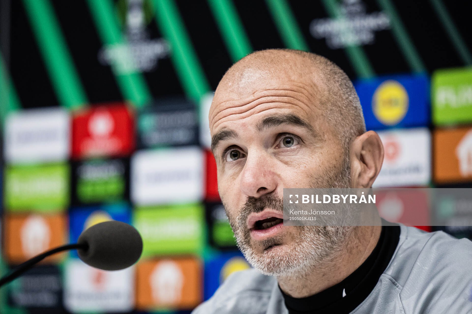 Coach Enzo Maresca of Chelsea during the press conference after the UEFA Conference League semifinal between Djurgården and Chelsea on May 1, 2025 in Stockholm.