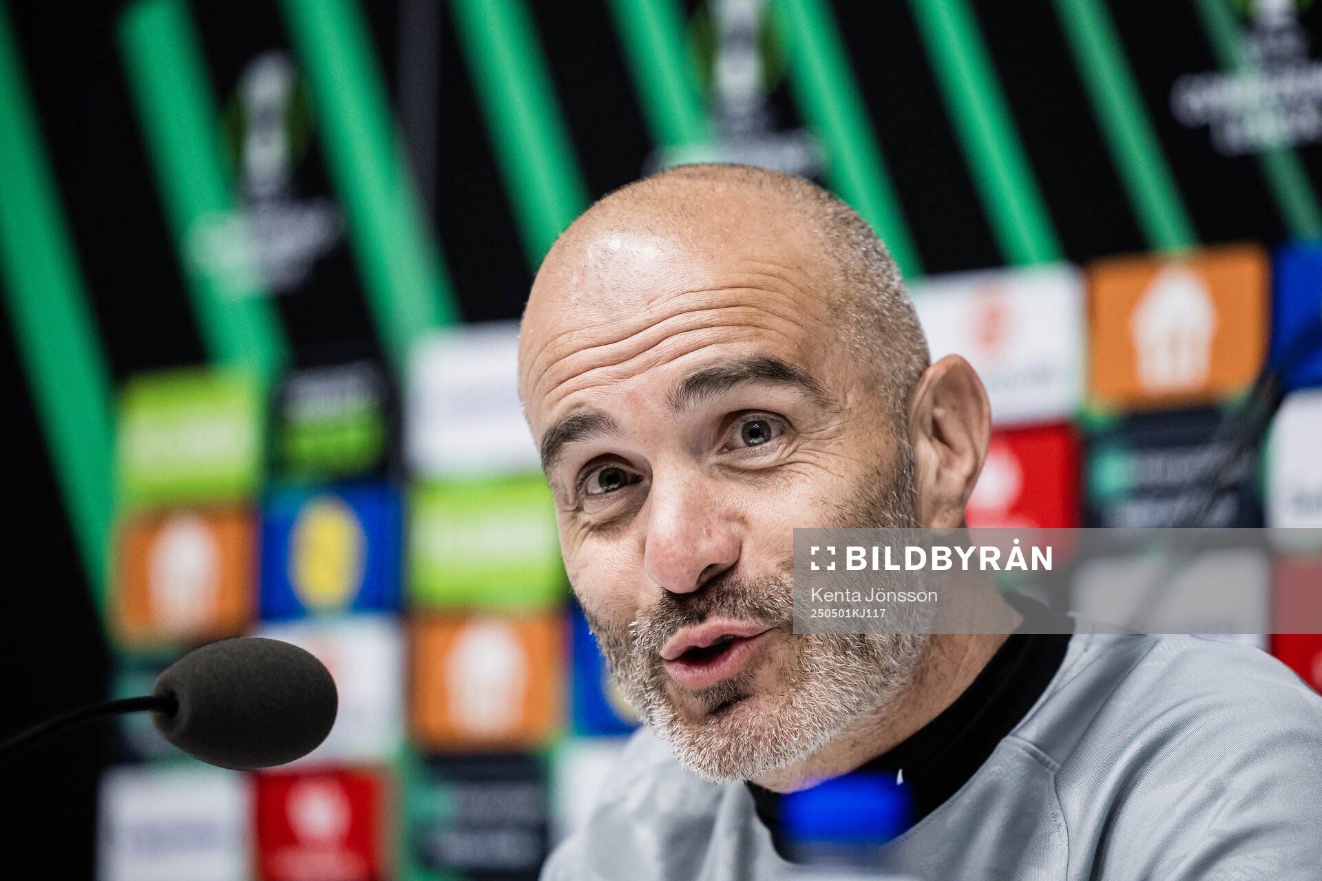 Coach Enzo Maresca of Chelsea during the press conference after the UEFA Conference League semifinal between Djurgården and Chelsea on May 1, 2025 in Stockholm.