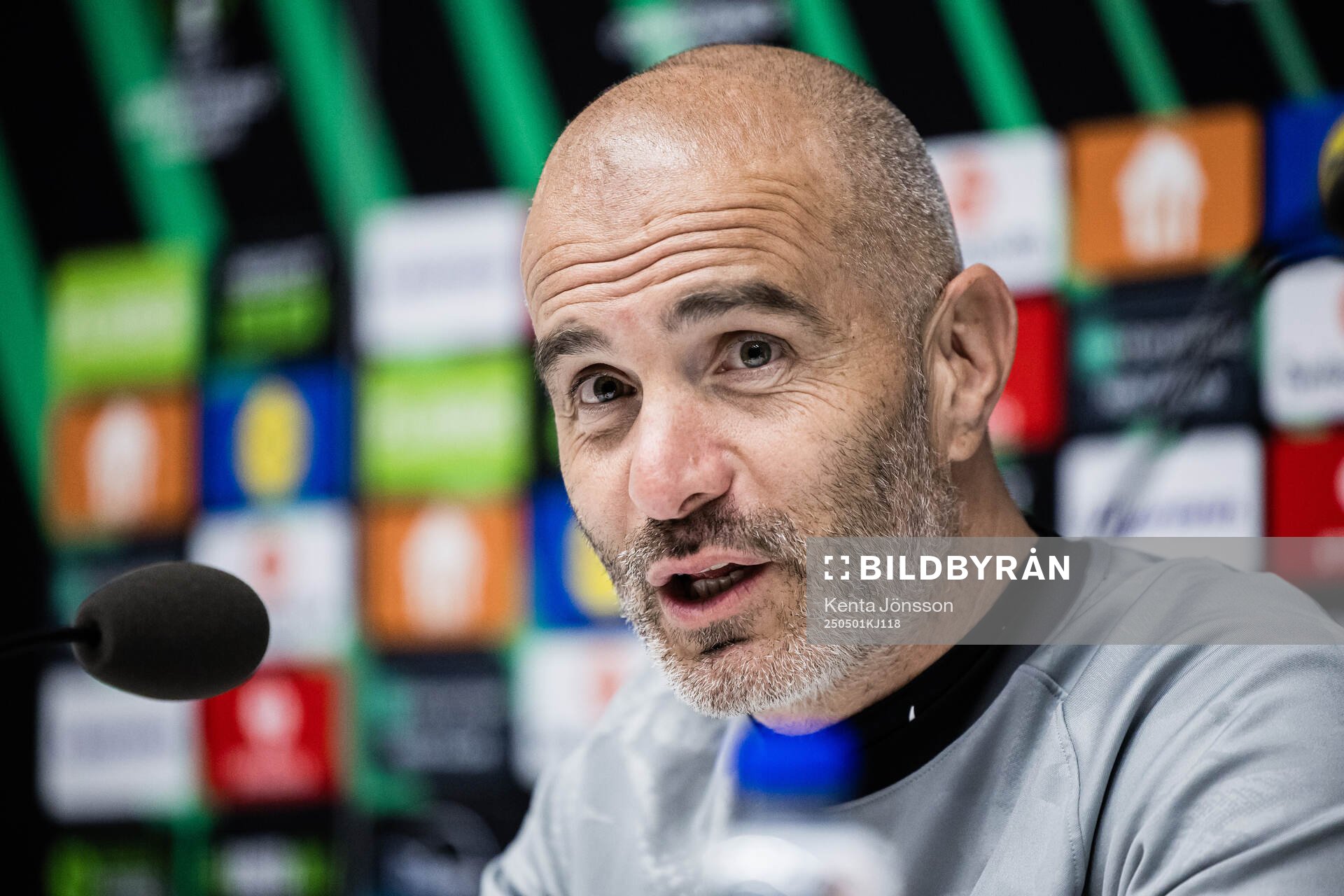 Coach Enzo Maresca of Chelsea during the press conference after the UEFA Conference League semifinal between Djurgården and Chelsea on May 1, 2025 in Stockholm.