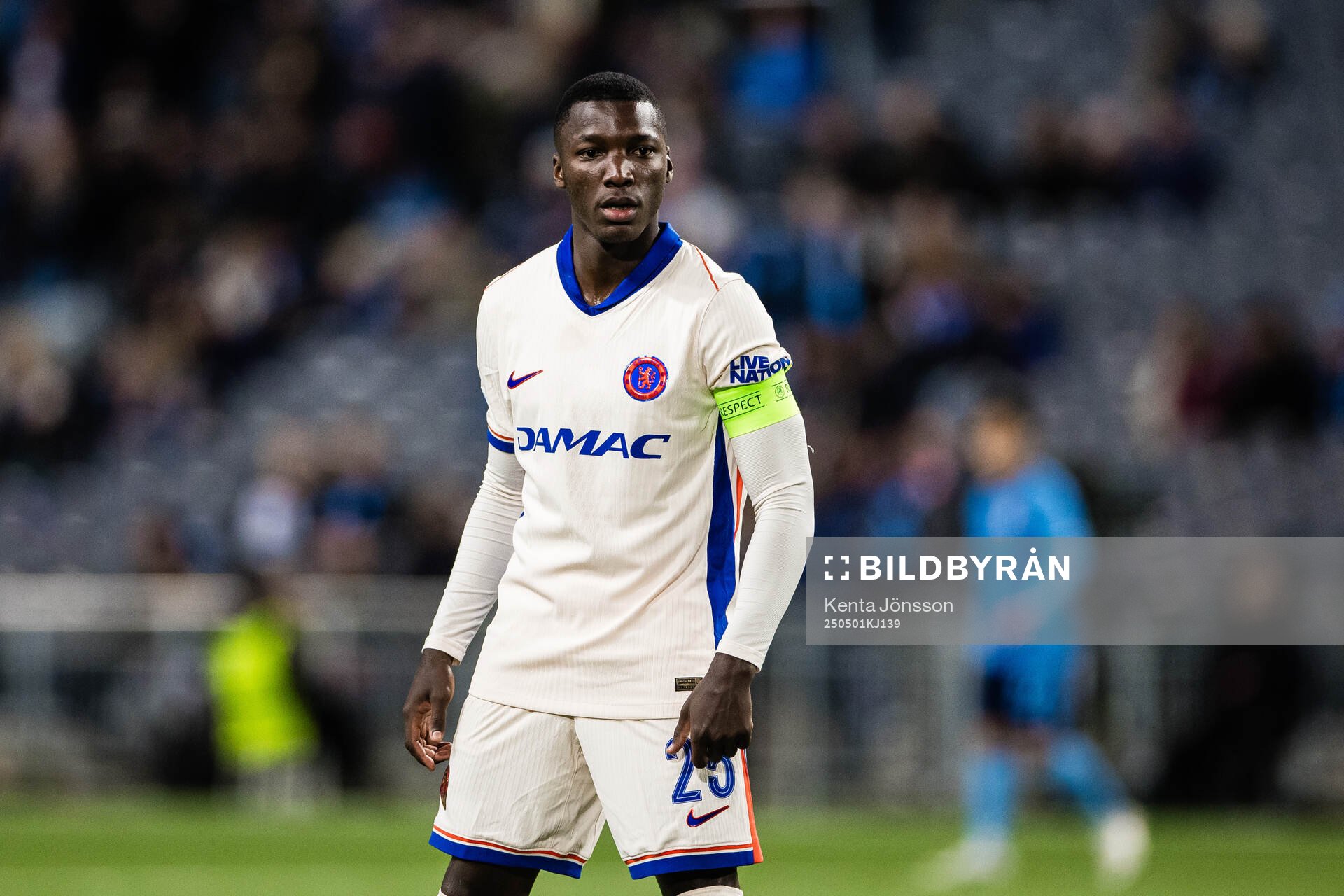 Moises Caicedo of Chelsea during the UEFA Conference League semifinal between Djurgården and Chelsea on May 1, 2025 in Stockholm.