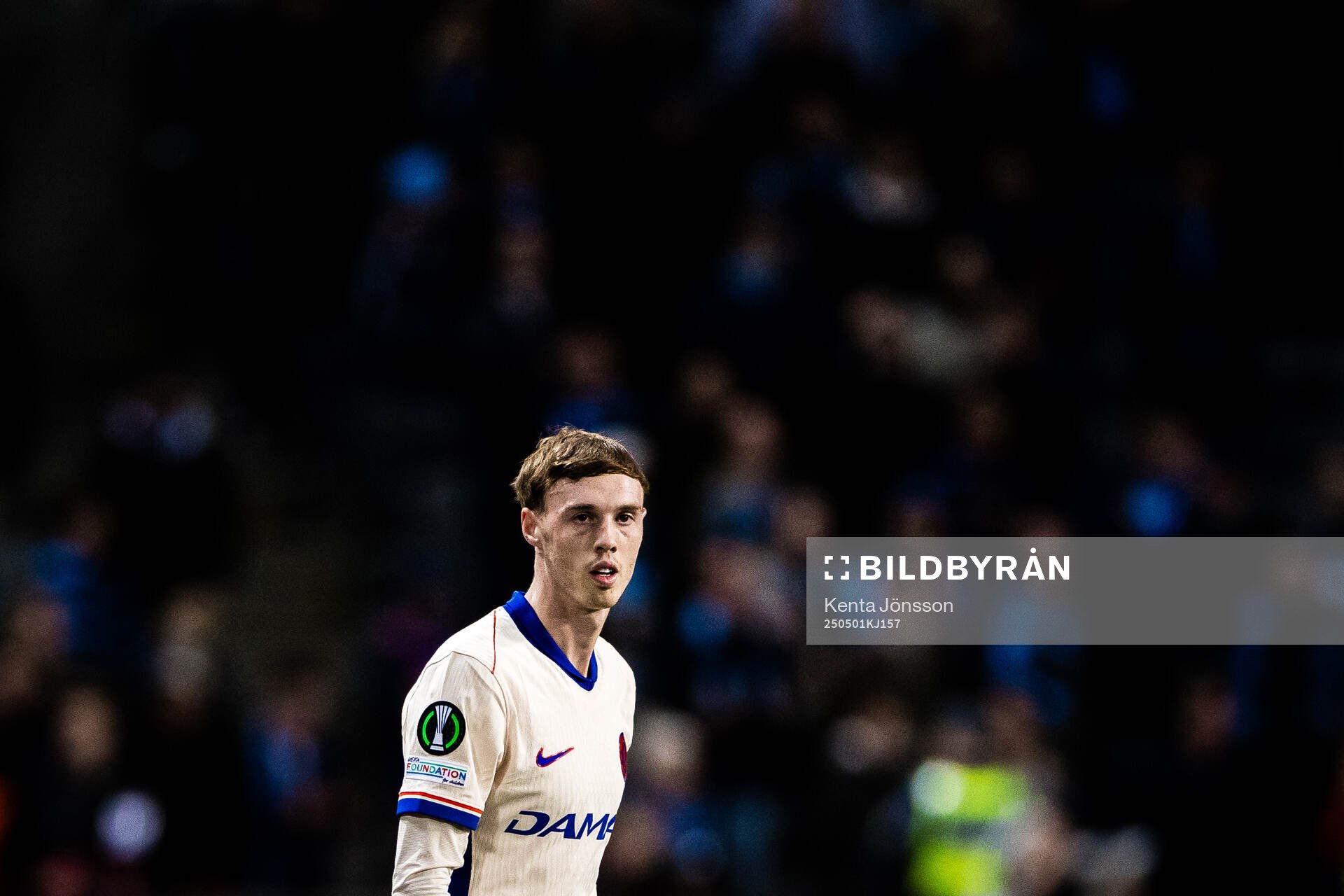 Cole Palmer of Chelsea during the UEFA Conference League semifinal between Djurgården and Chelsea on May 1, 2025 in Stockholm.