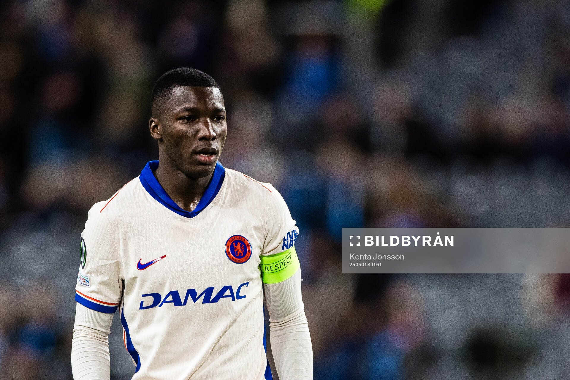 Moises Caicedo of Chelsea during the UEFA Conference League semifinal between Djurgården and Chelsea on May 1, 2025 in Stockholm.