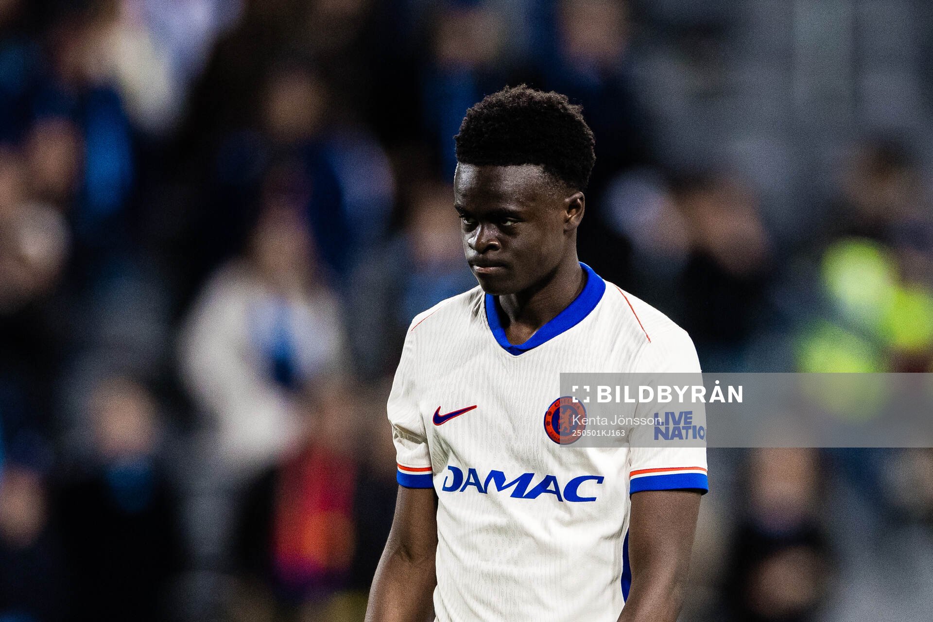 Tyrique George of Chelsea during the UEFA Conference League semifinal between Djurgården and Chelsea on May 1, 2025 in Stockholm.