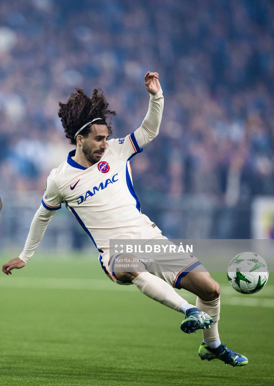 Marc Cucurella of Chelsea during the UEFA Conference League semifinal between Djurgården and Chelsea on May 1, 2025 in Stockholm.