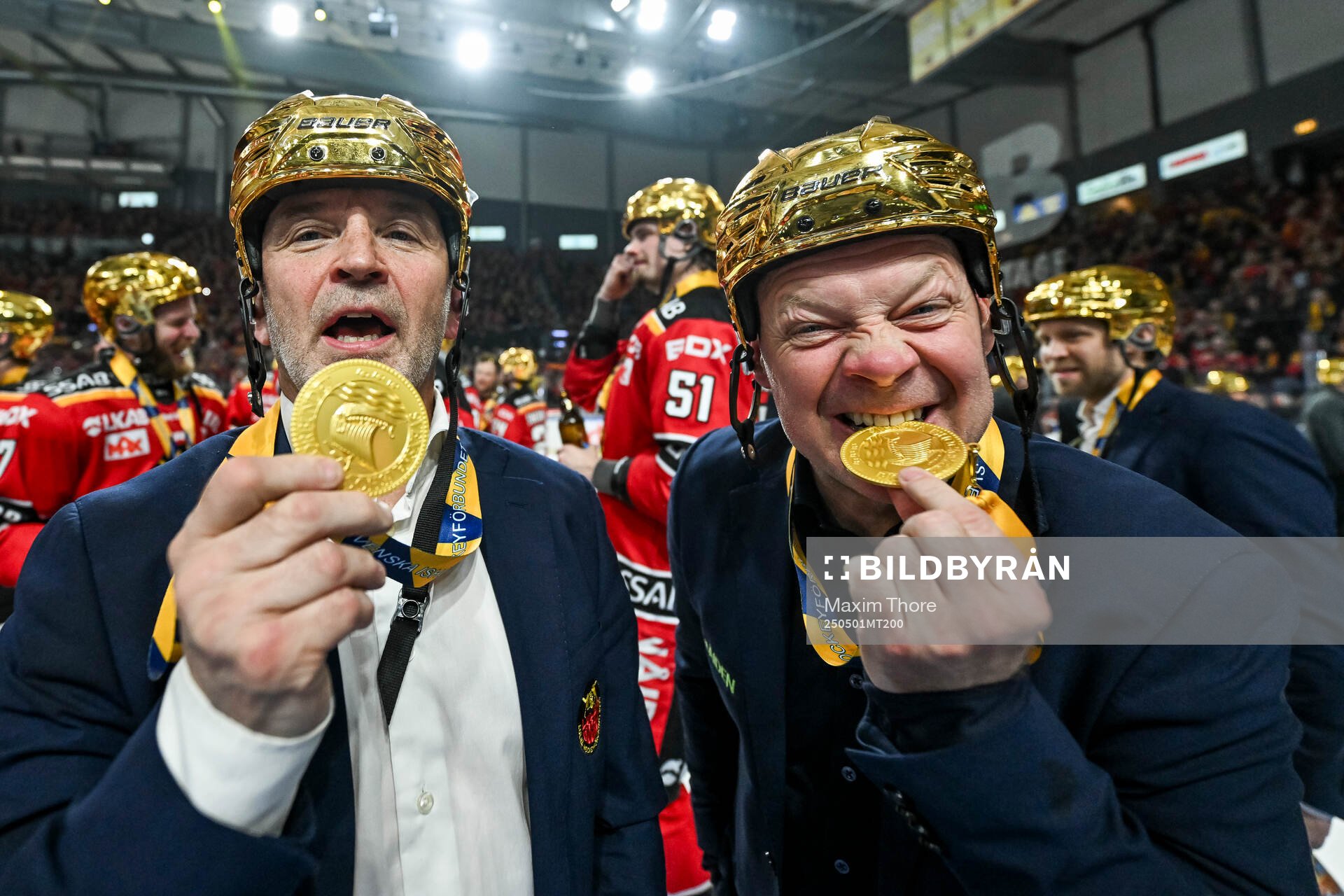 Luleås tränare Thomas Berglund jublar